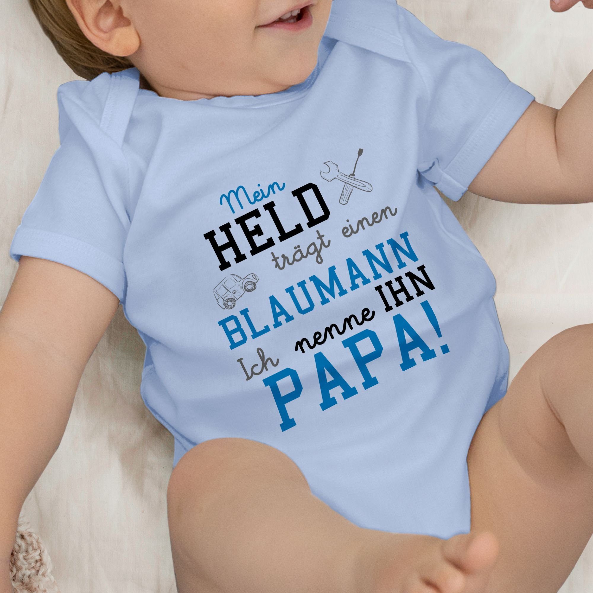 Baby Shirtracer Babyblau Sprüche Held einen Mein trägt Shirtbody Blaumann 2