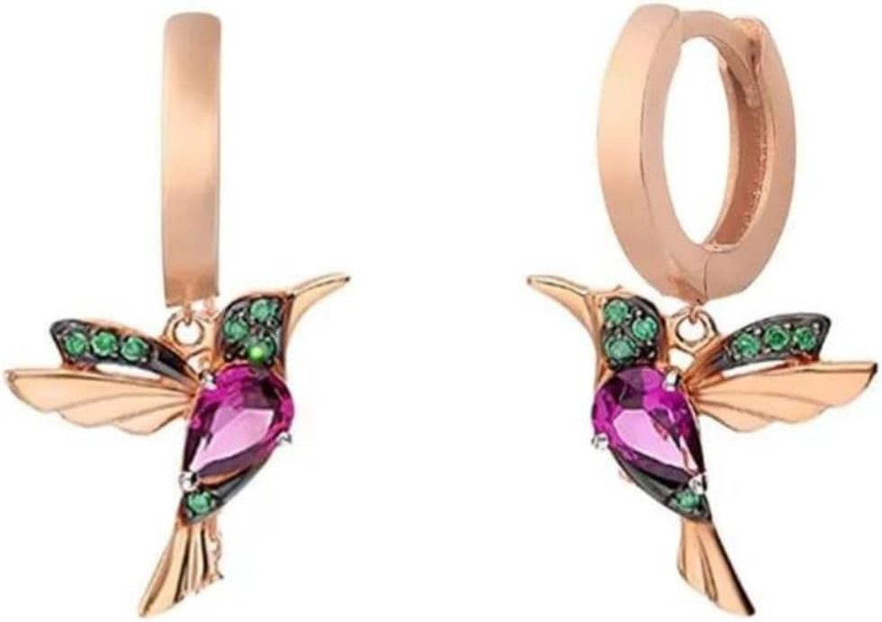 Paar Creolen Ohrringe Kolibri Hoops 925 Sterling Silber