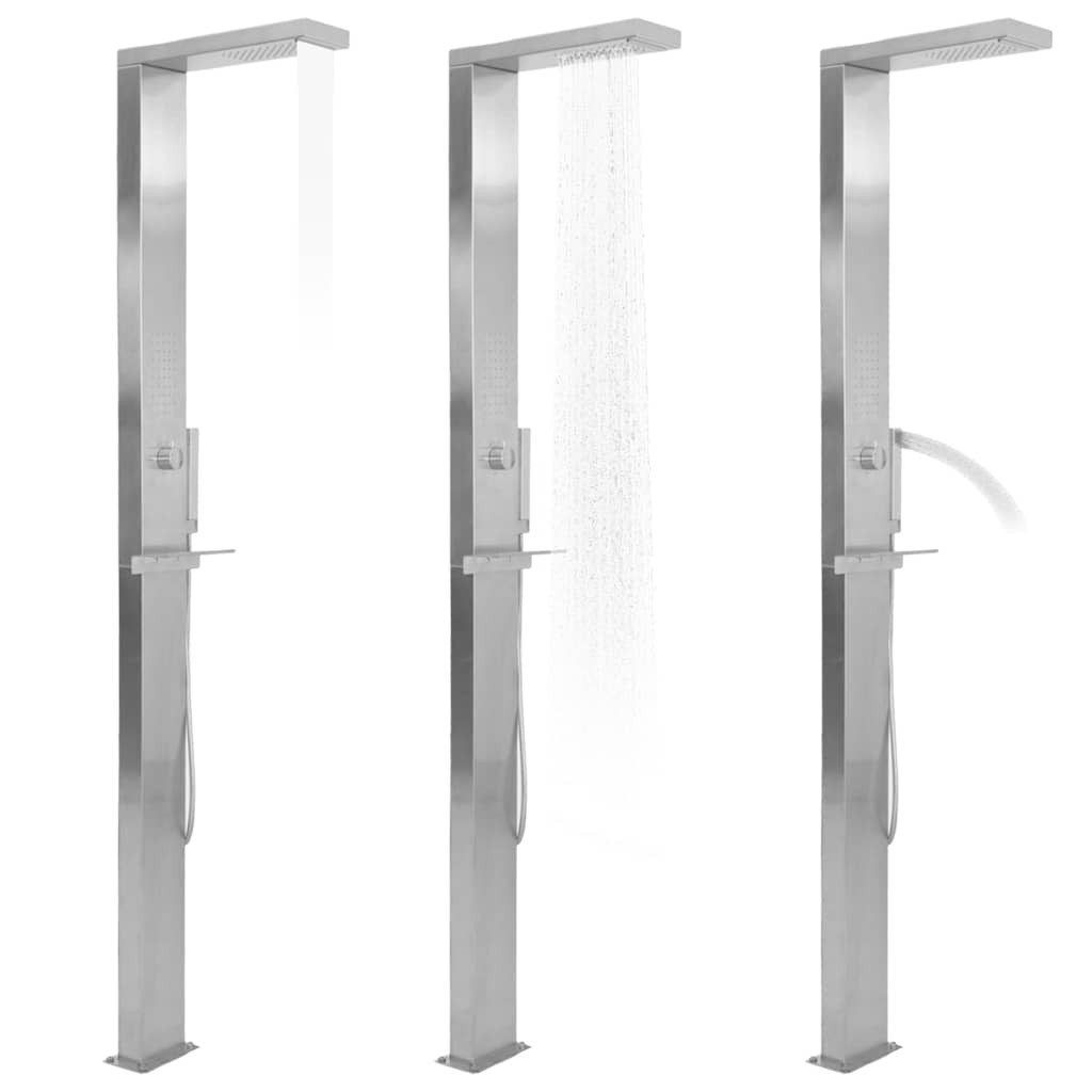 furnicato Gartendusche Duschpaneel Regendusche Handbrause 15x44x210cm Silber (1 St)