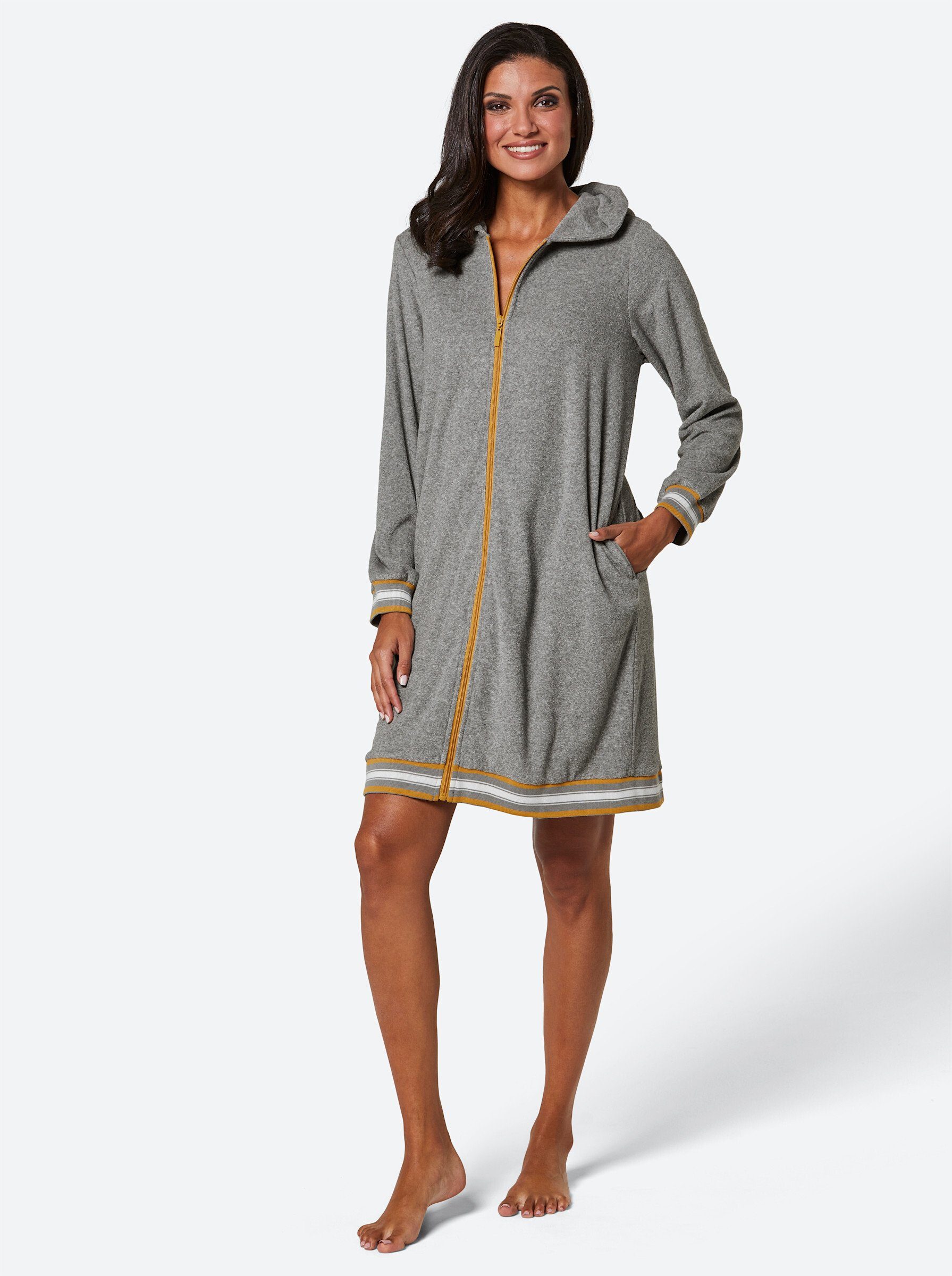 Witt Damenbademantel Bademantel ., Länge ca. 95 cm, Baumwolle, Reißverschlu günstig online kaufen