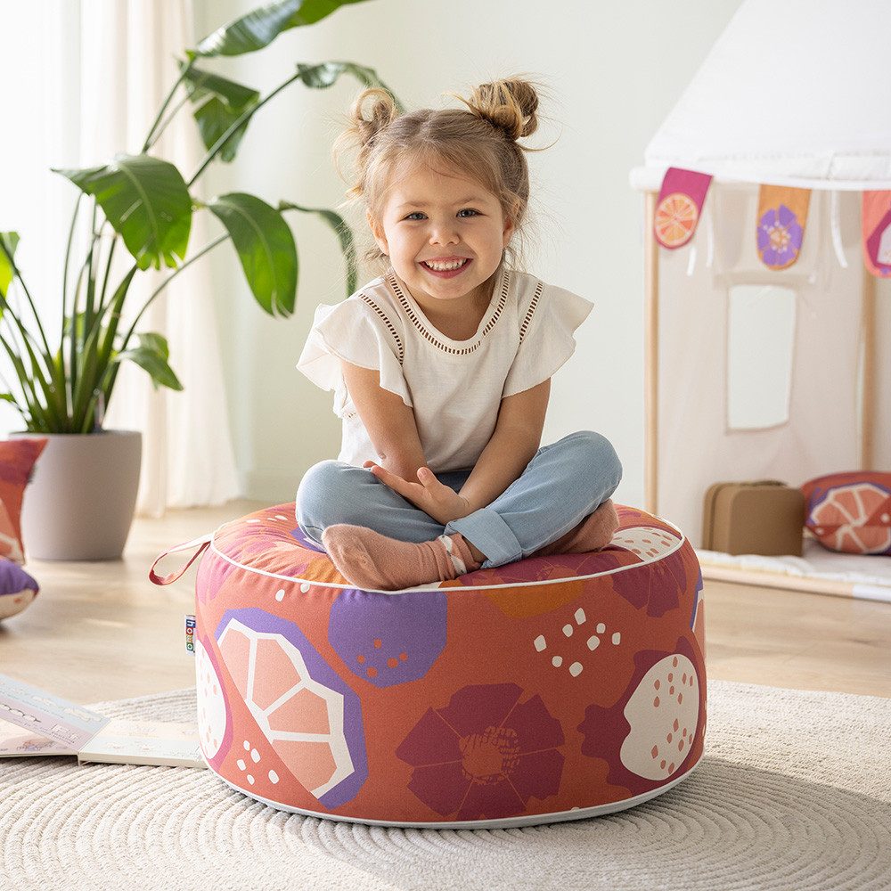 howa Bodenkissen colorful red, Sitzhocker Sitzkissen Outdoor aufblasbar, Pouf Hocker, Ø 55cm H 25 cm