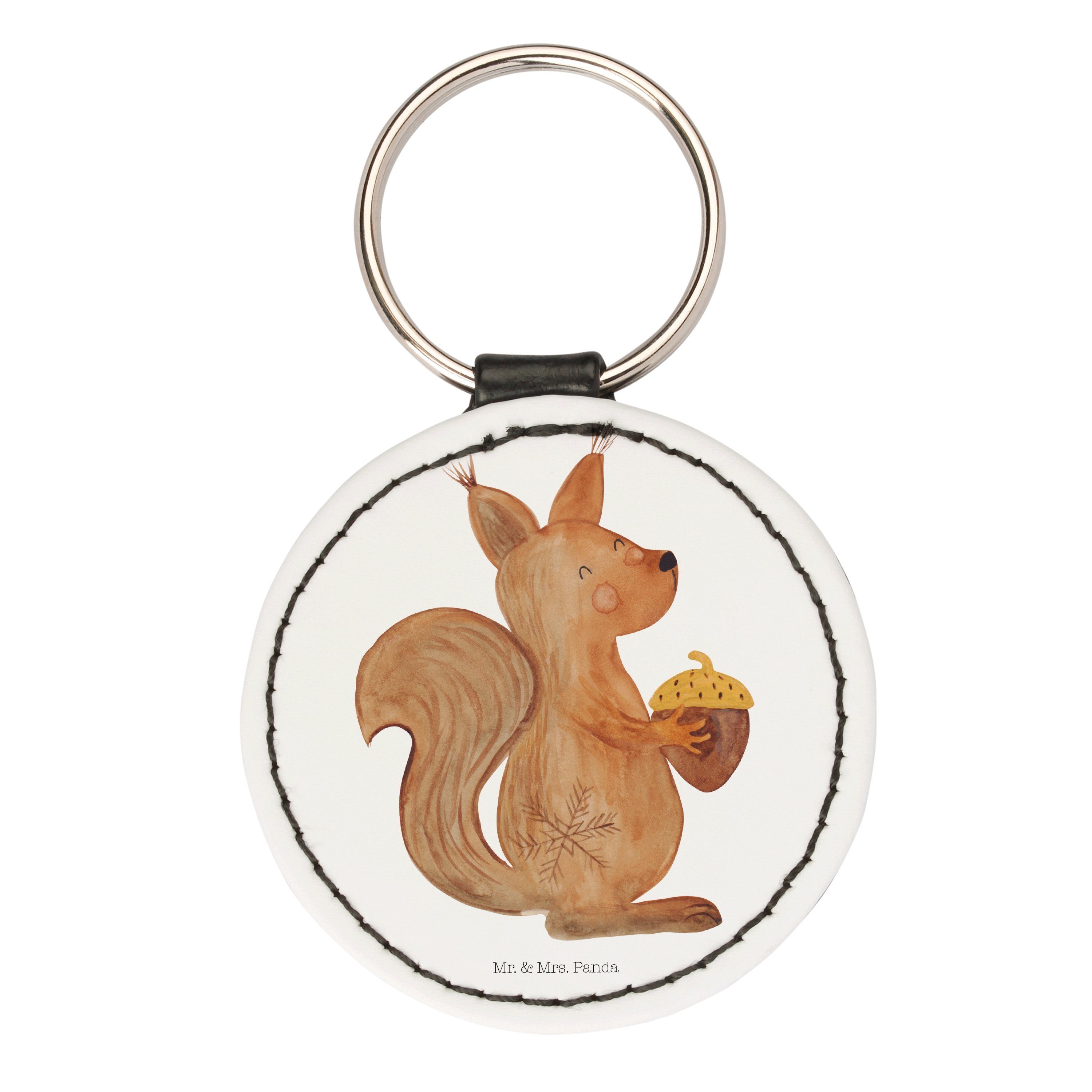 Mr. & Mrs. Panda Schlüsselanhänger Eichhörnchen Weihnachtszeit - Weiß - Geschenk, Schlüsselanhänger, Gut (1-tlg) | Schlüsselanhänger