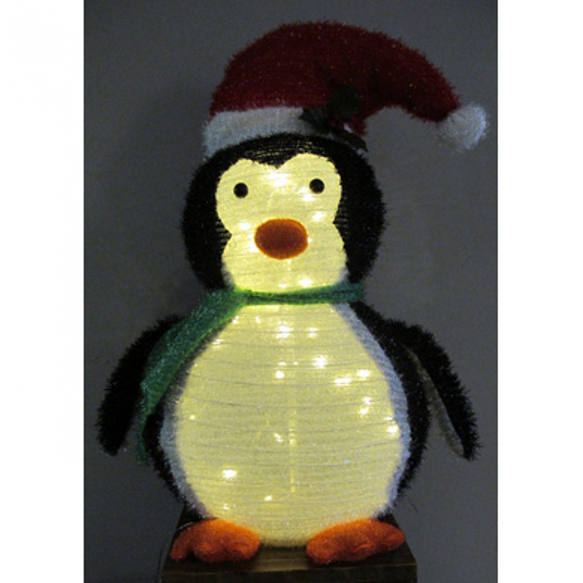 LEDs Weihnachten Dekofigur 65 mit 60 Glitzer mit cm LEDs, für Deko-Pinguin warmweißen - LED hoch XL, Pop-Up Weihnachtsfigur, Raburg