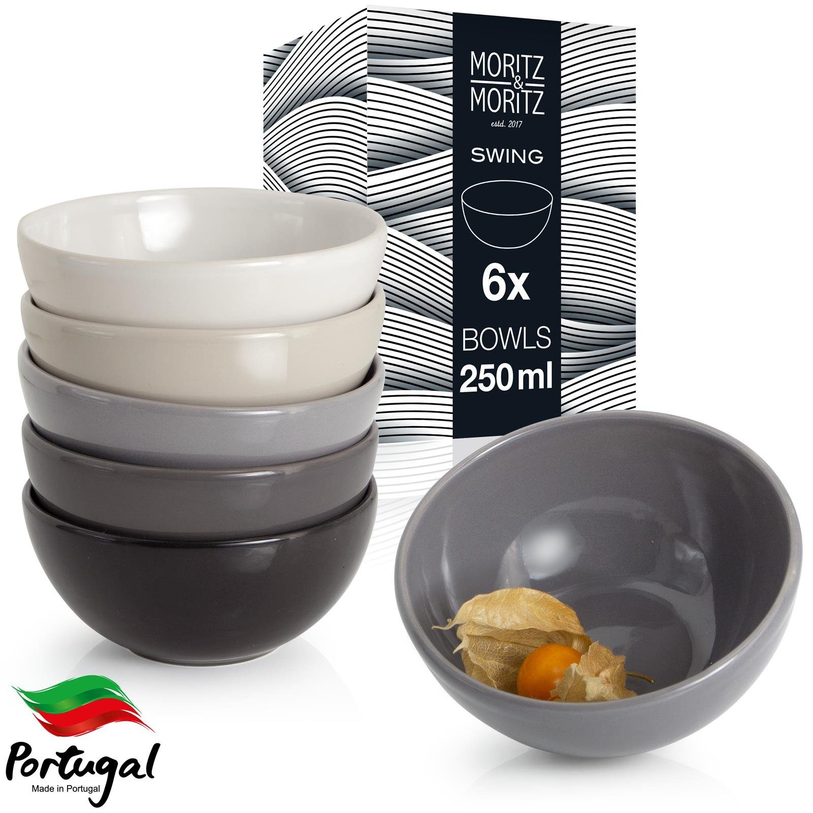 Moritz & Moritz Tafelservice Moritz & Moritz Gourmet - Geschirr Swing 6er Set kleine Schale grau (6-tlg), 6 Personen, geeignet für Mikrowelle und Spülmaschine