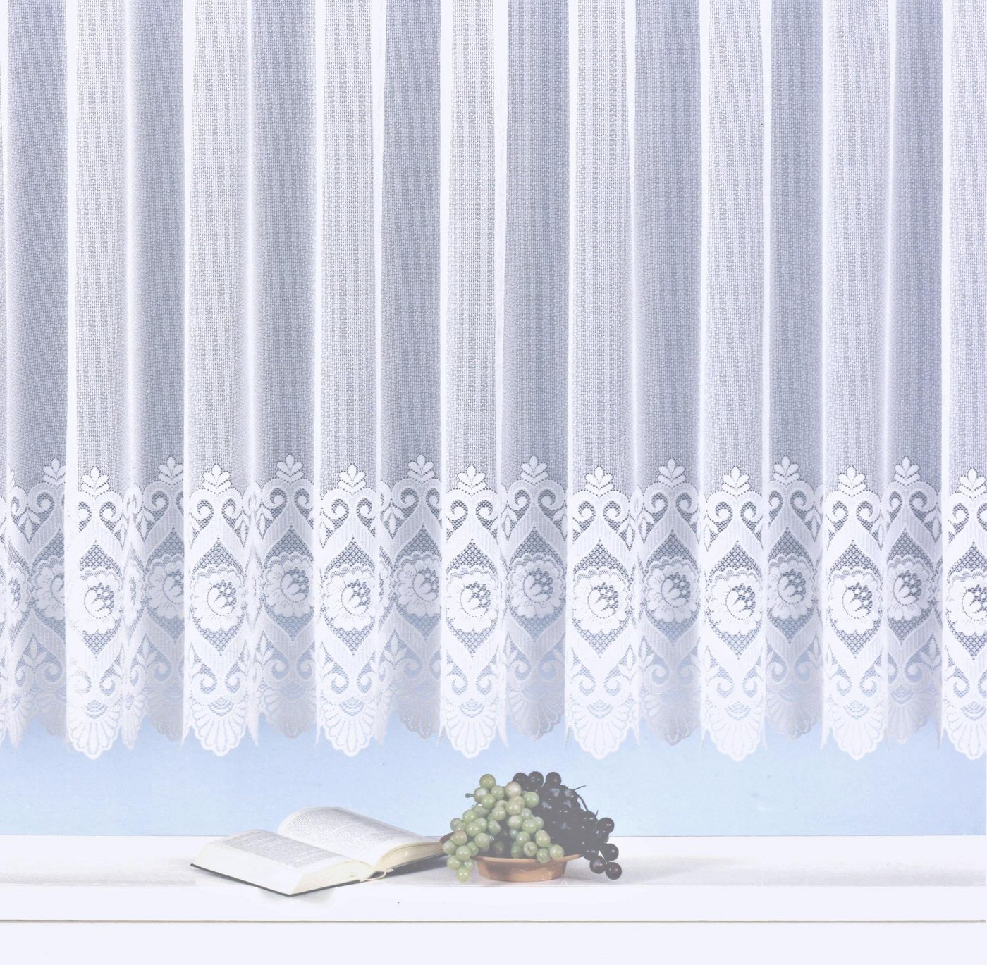 Weckbrodt Gardine Homburg (1 St), Kräuselband, halbtransparent, Jacquard, Jacquard, strukturiert, halbtransparent, Bordüre, Kante, Sockel, Store