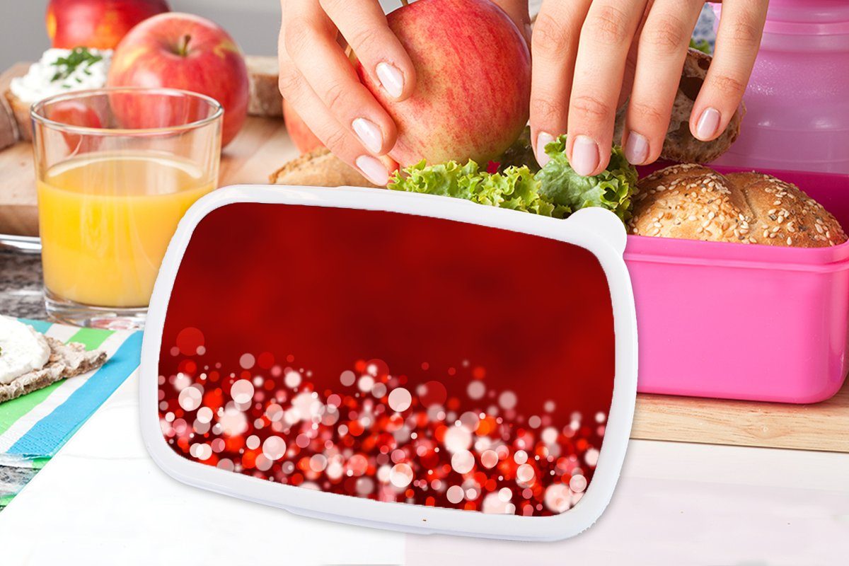 Licht, Mädchen, MuchoWow Snackbox, Erwachsene, abstrakt - Rot rosa (2-tlg), Kinder, Brotbox - Kunststoff Design für - Kunststoff, Brotdose Lunchbox