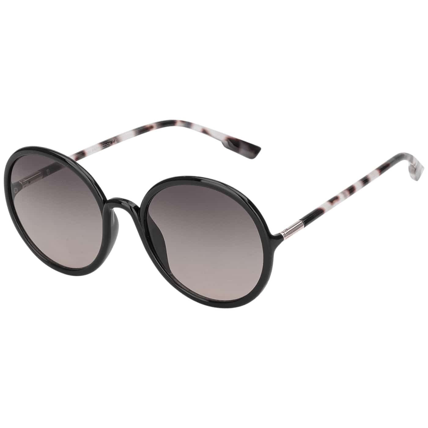 BEZLIT Eyewear Sonnenbrille Rundglas Designer Damen Sonnenbrille (1-St) mit violette, blau und schwarzen Linsen Schwarz-Grau-Leopard