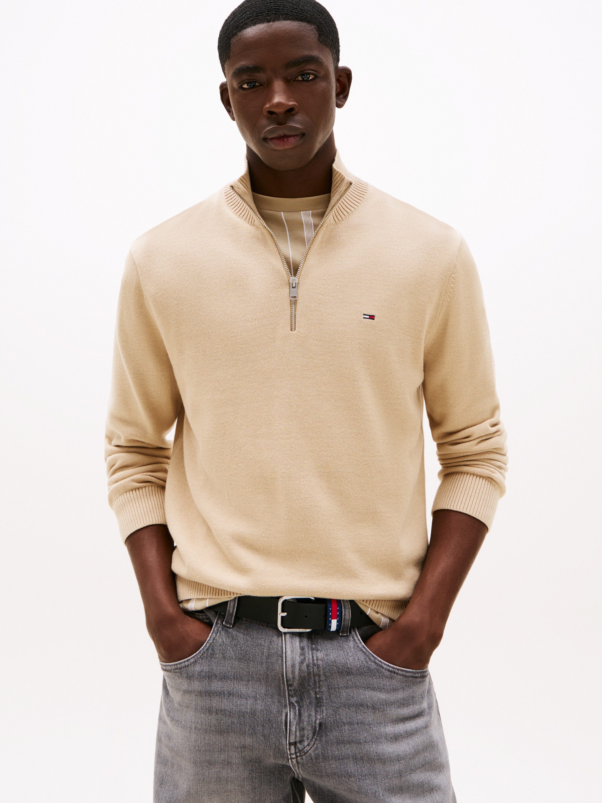 Tommy Jeans Strickpullover TJM SLM ESS LIGHT ¼ ZIP SWTR EXT Mit Rundhalsaus günstig online kaufen