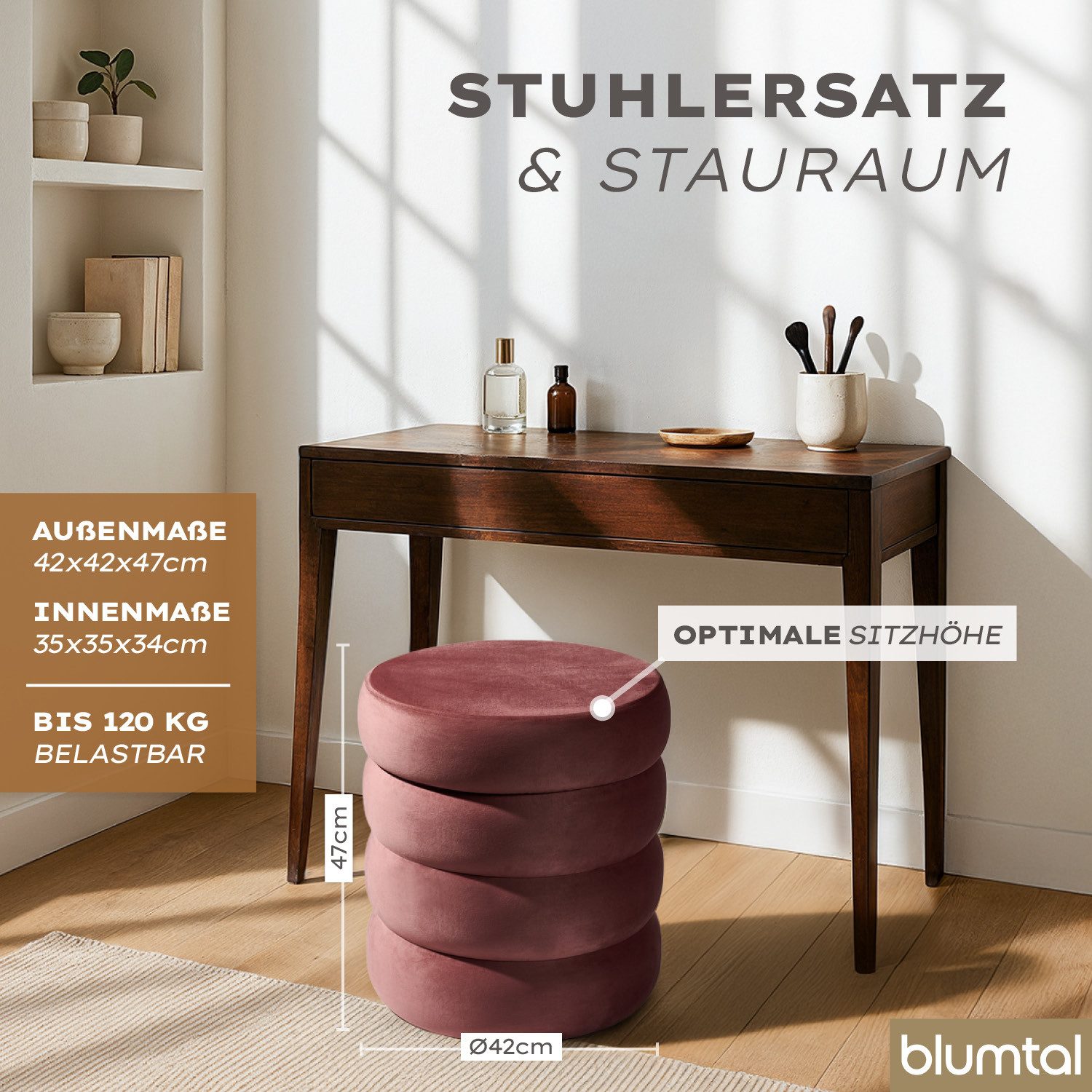 Blumtal Sitzhocker Hocker mit Stauraum mit Bouclé oder Velvet-Bezug, robuste Sitztruhe mit Stauraum und extrem Dickes MDF