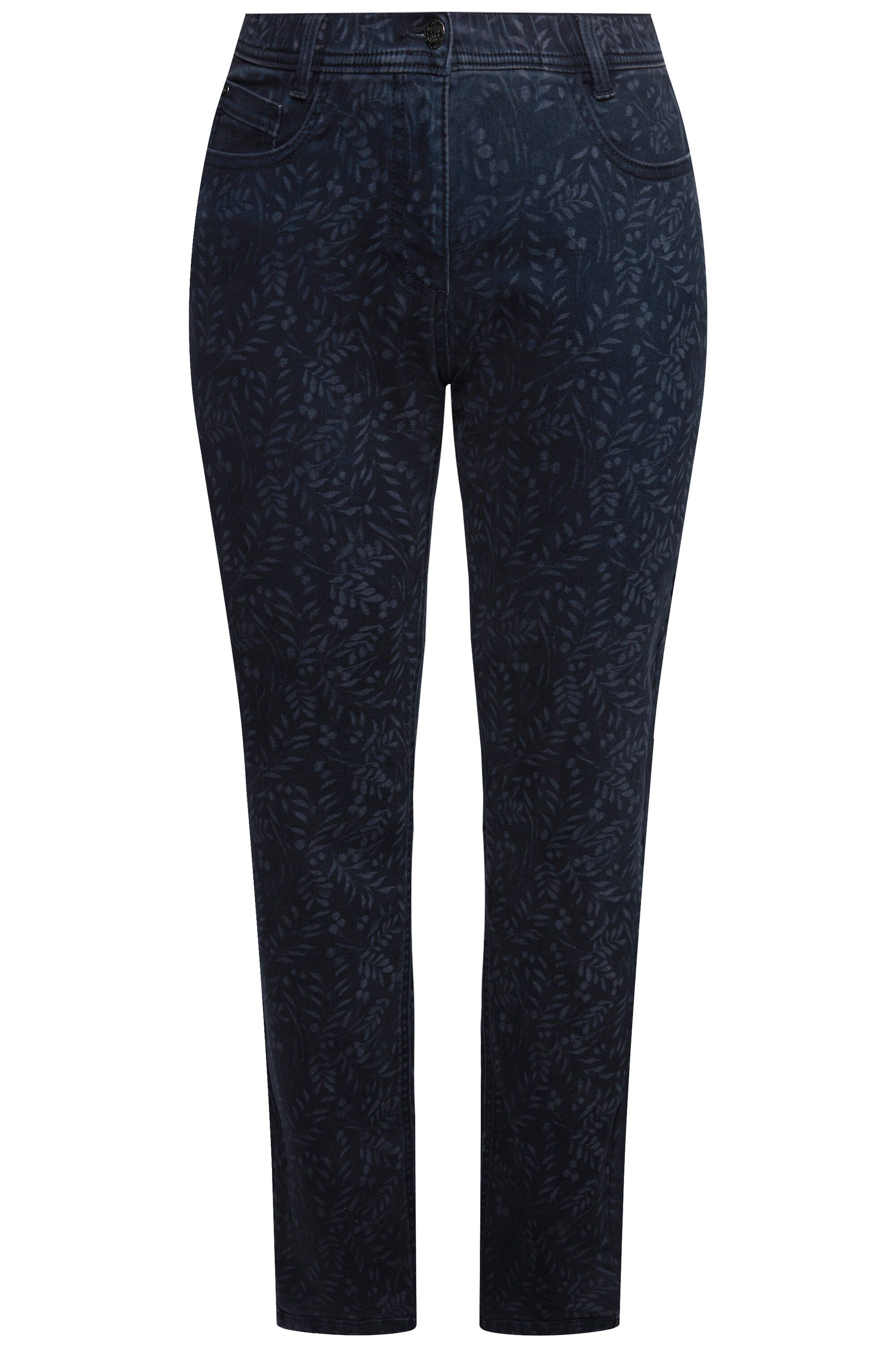 Ulla Popken Regular-fit-Jeans Boyfriend-Jeans weites Bein Laserprint-Muster günstig online kaufen
