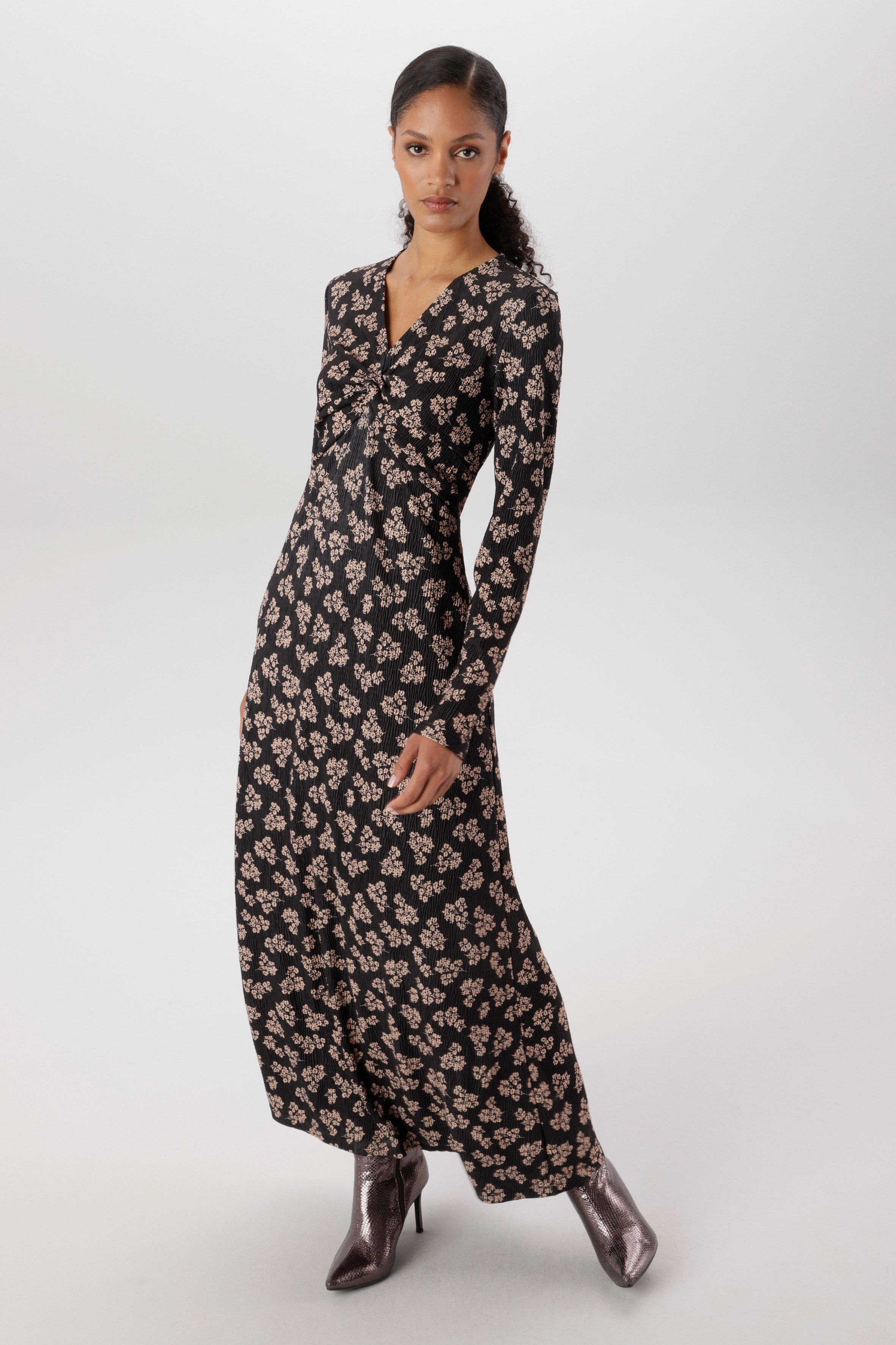 Aniston SELECTED Jerseykleid plissierter Jerseyware und geknotete Wickeloptik - NEUE KOLLEKTION