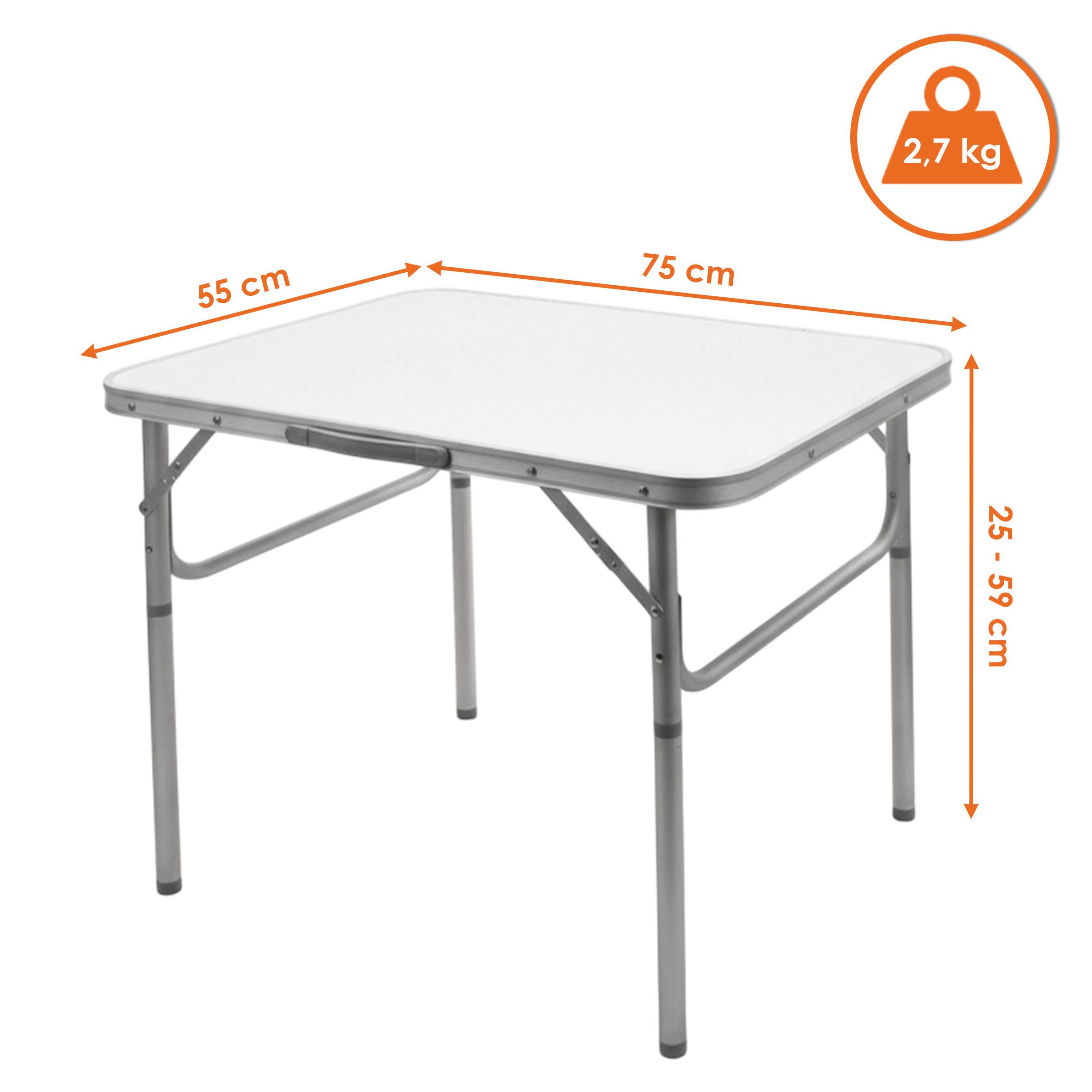 Spetebo Klapptisch Universal Campingtisch 75x55 cm höhenverstellbar (Campingtisch, 1-St., Klapptisch), Klappbarer und höhenverstellbarer Universaltisch 75 x 55 cm