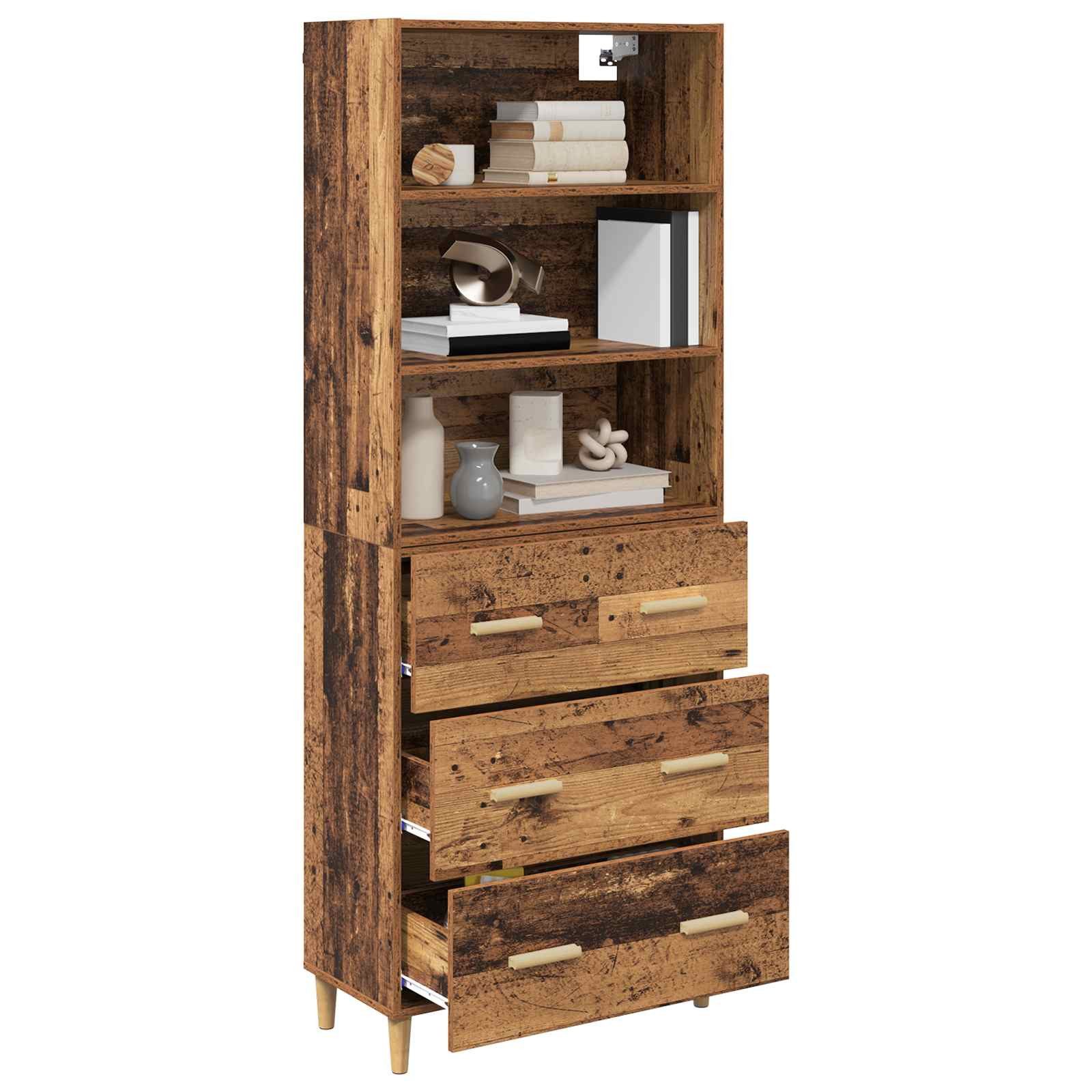 vidaXL Highboard Highboard Altholz 69,5 x 32,5 x 180 cm Holzwerkstoff (1 St)
