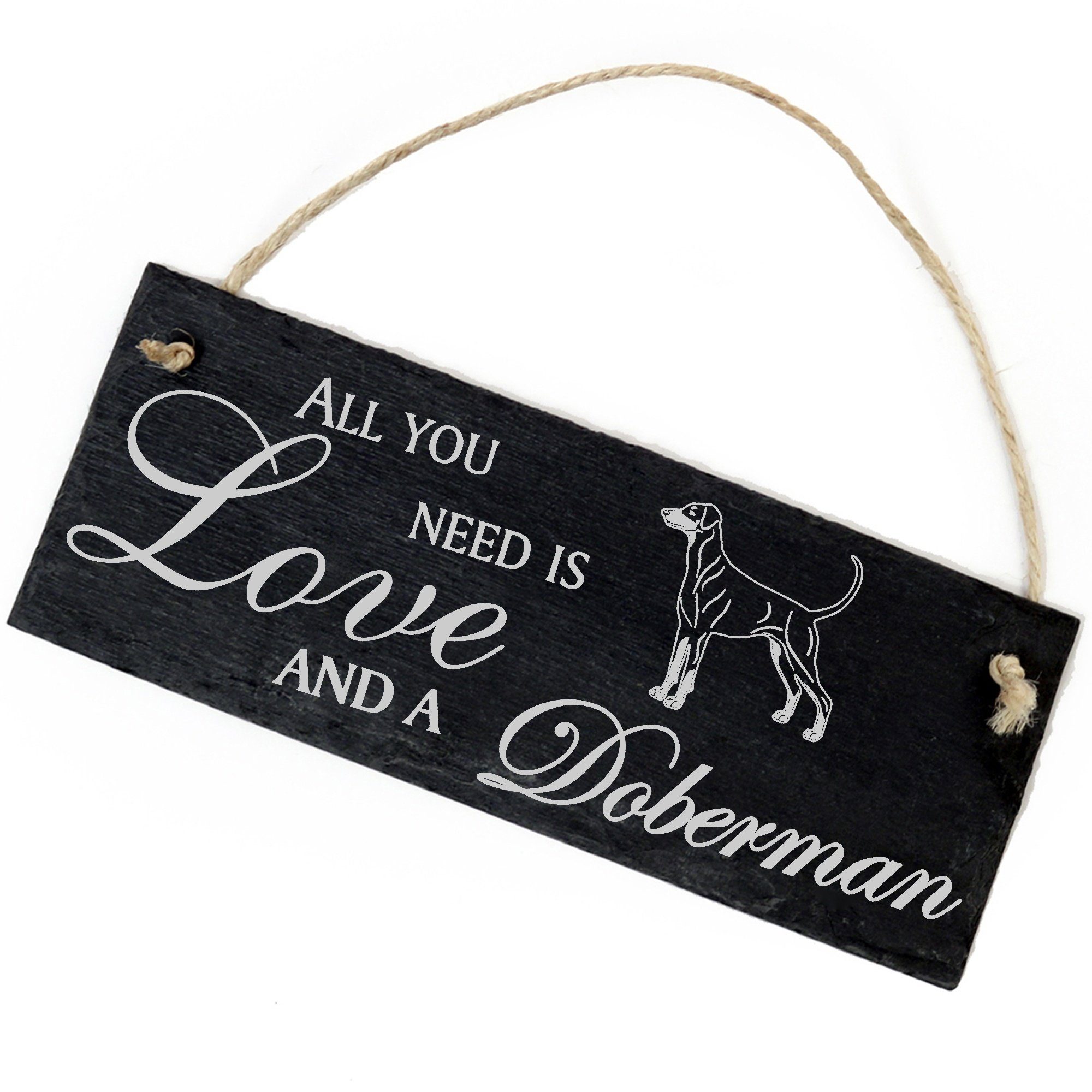 Dekolando Hängedekoration Dobermann 22x8cm All you need is Love and a Doberman