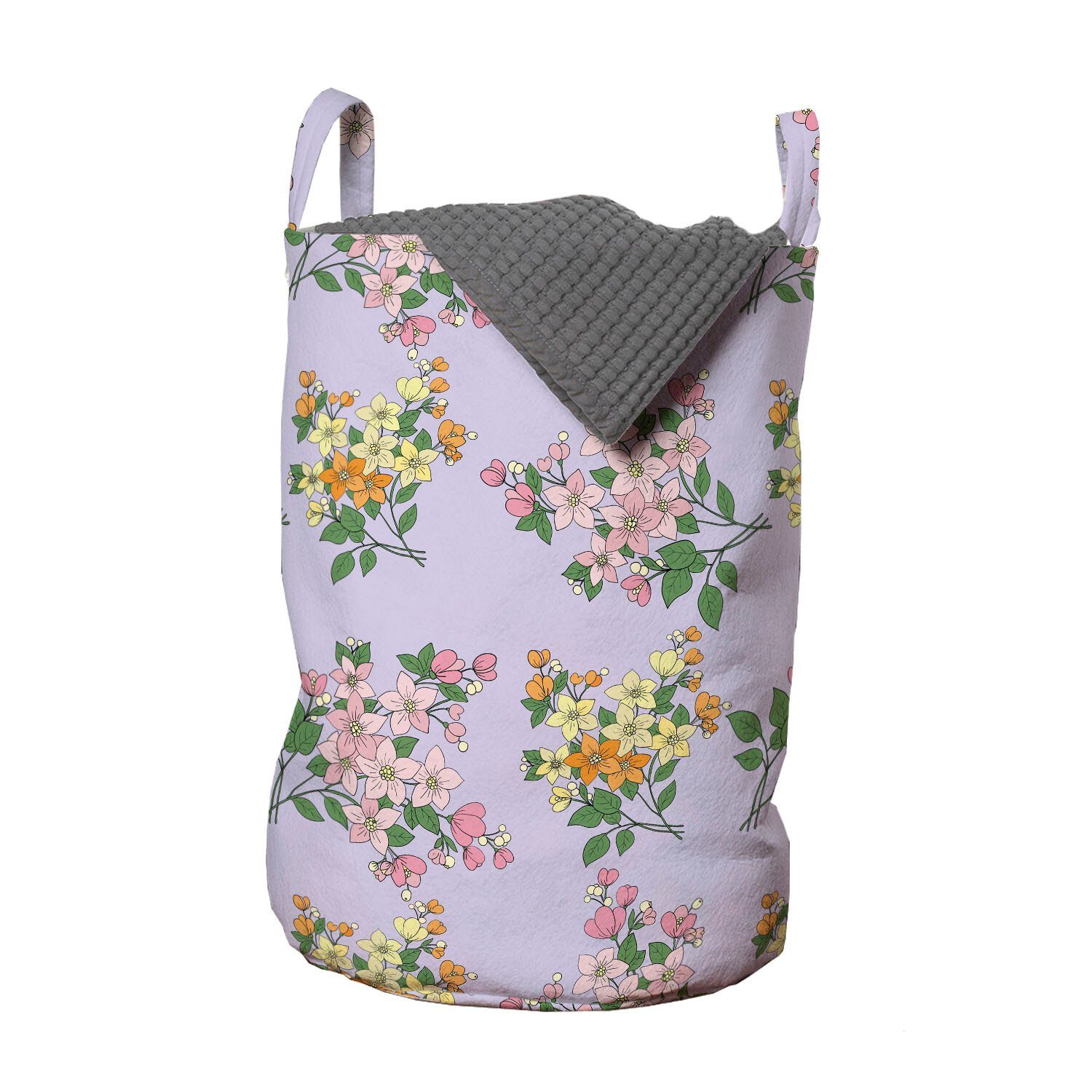 Abakuhaus Wäschesäckchen Wäschekorb mit Griffen Kordelzugverschluss für Waschsalons, Blumen Blumenstrauß der Blumen Stil
