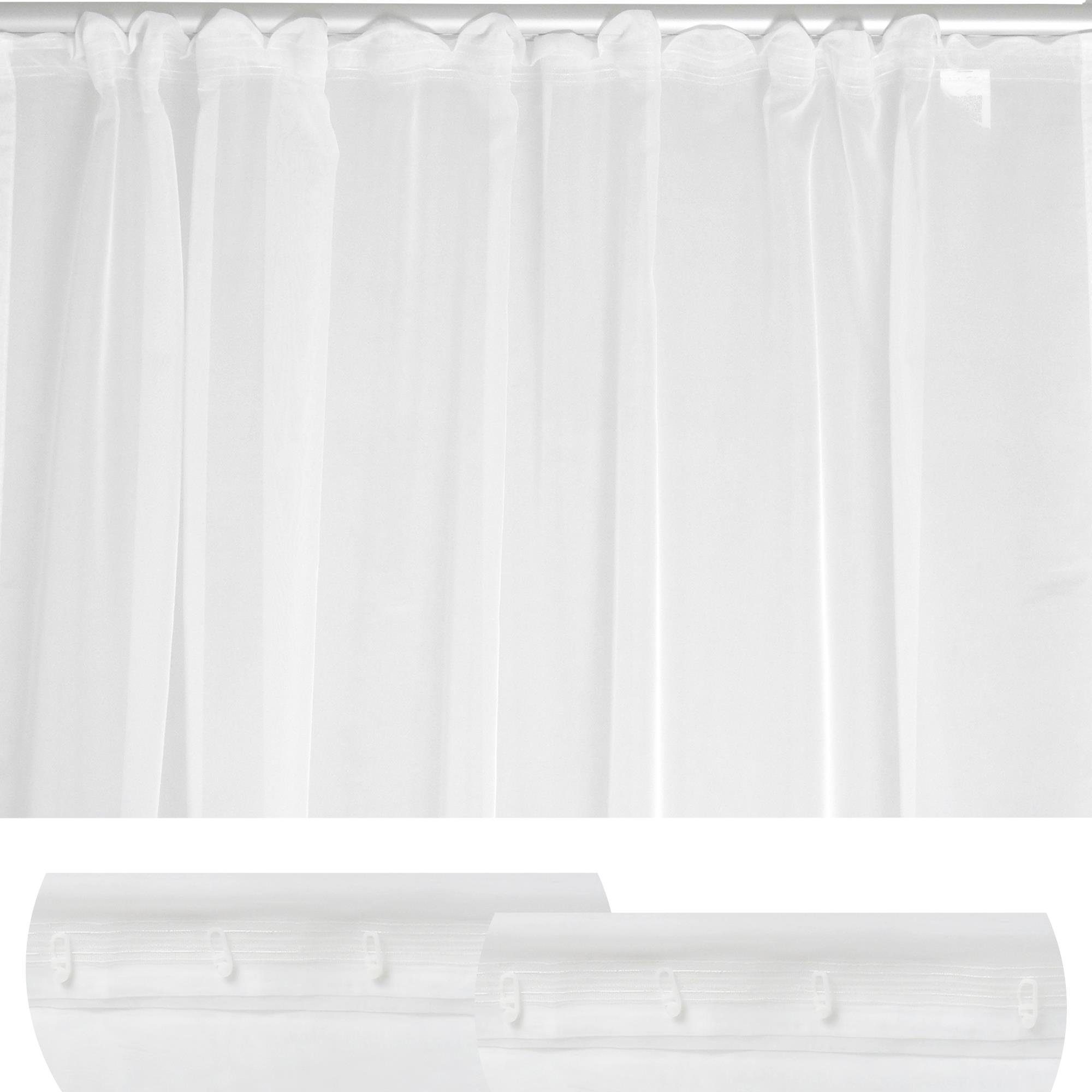 Haus und Deko Gardine Voile Dekoschal Gardine Emotion weiß Organza Vorhang Kräuselband weiß (1 St), Kräuselband, transparent, Polyester