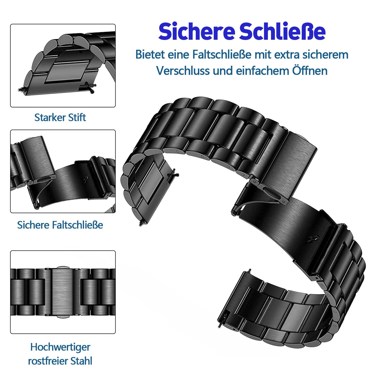 ZEUOPQ Uhrenarmband Uhrenarmband Edelstahl Uhrenarmband 22mm günstig online kaufen