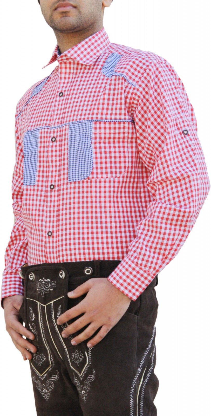 German Wear Trachtenhemd GW1242 Red Bayerisches Karo Trachtenhemd für Trach günstig online kaufen