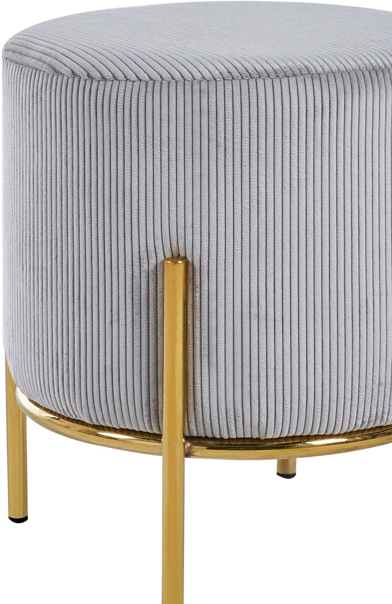 SalesFever Polsterhocker Komfortabler Polsterhocker, mit Design-Gestell aus goldfarbenem Metall