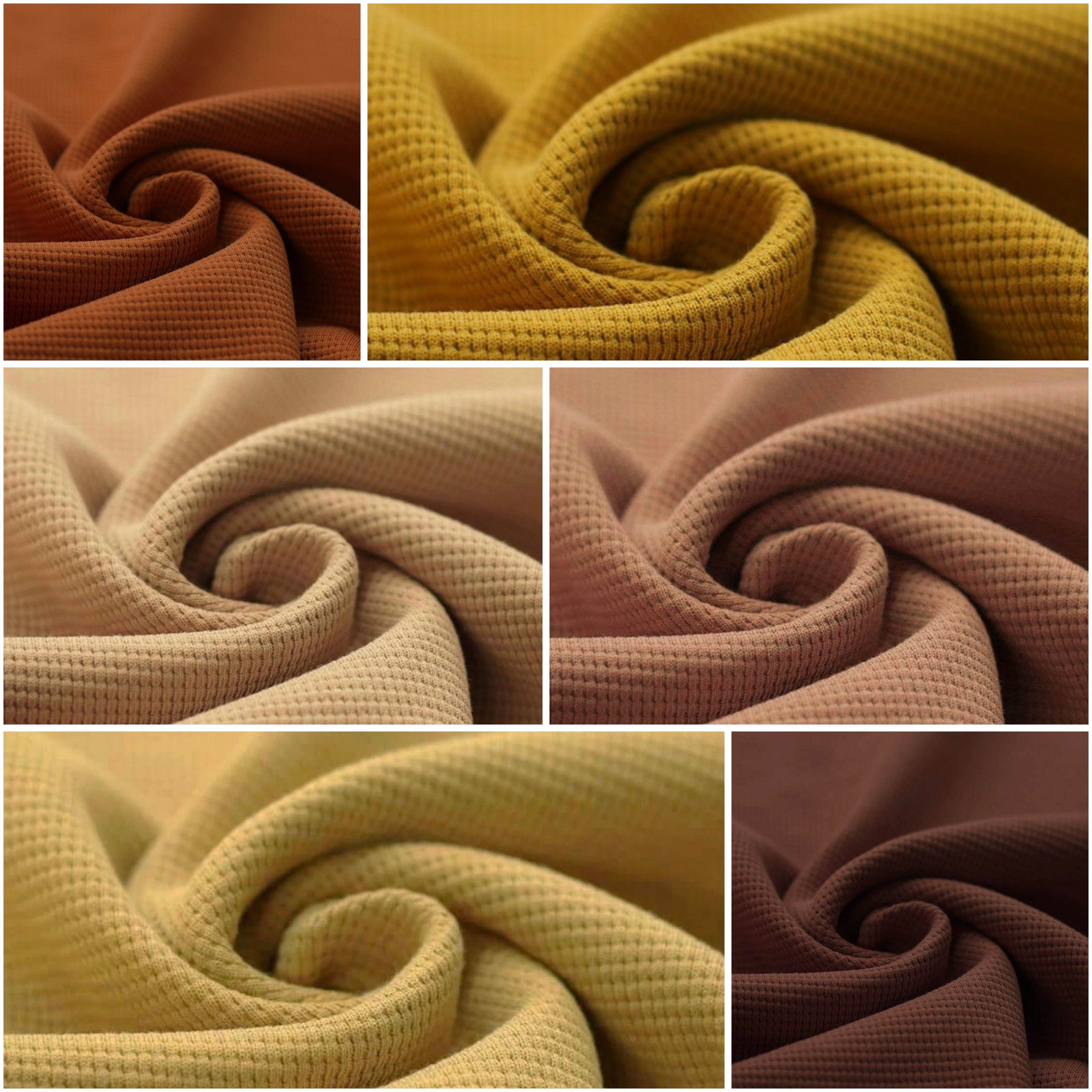 Waffelstrick Jersey Fester Jersey Stoff Walkloden Stoff Dusty Grün