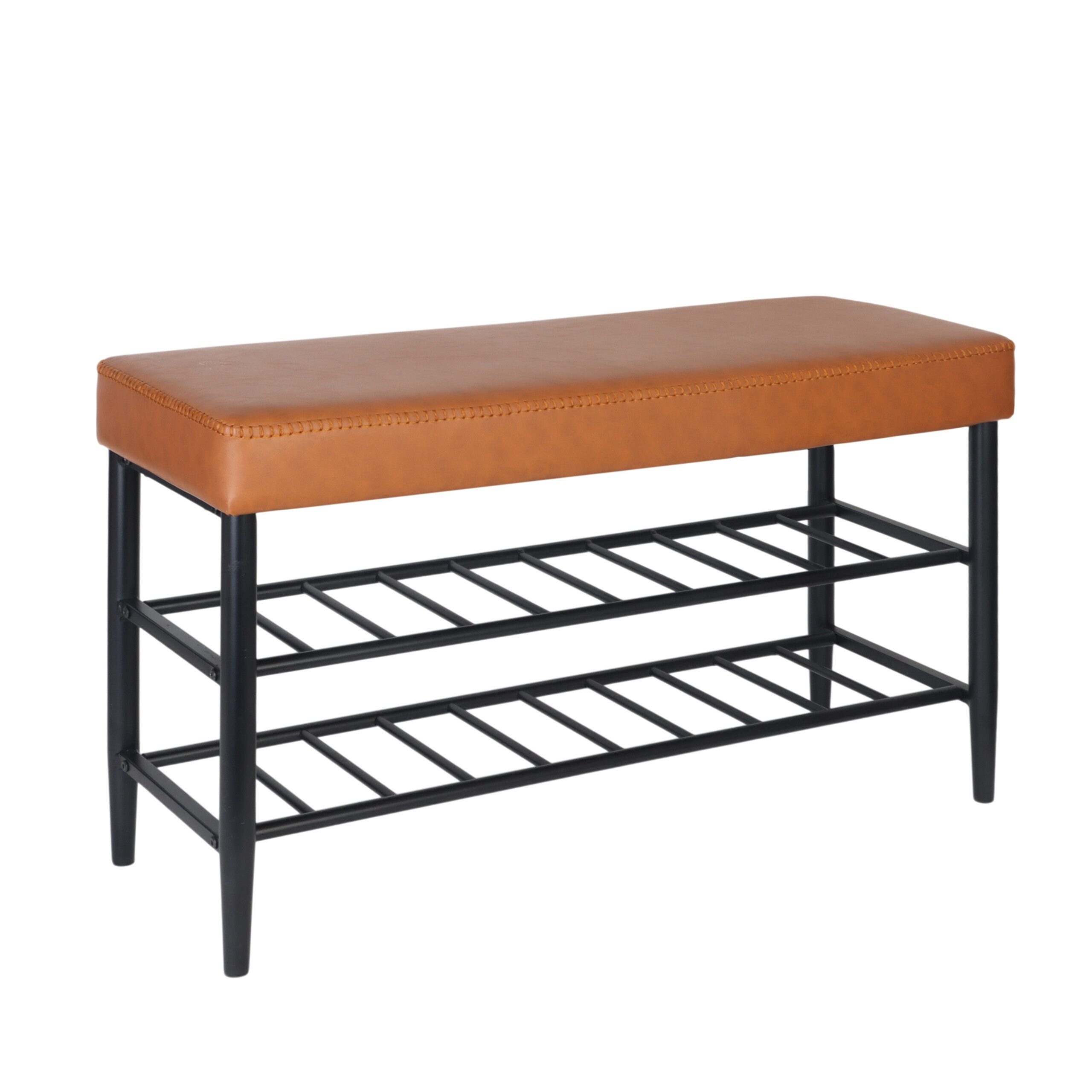 relaxdays Schuhbank mit 2 Schuhablage, braun