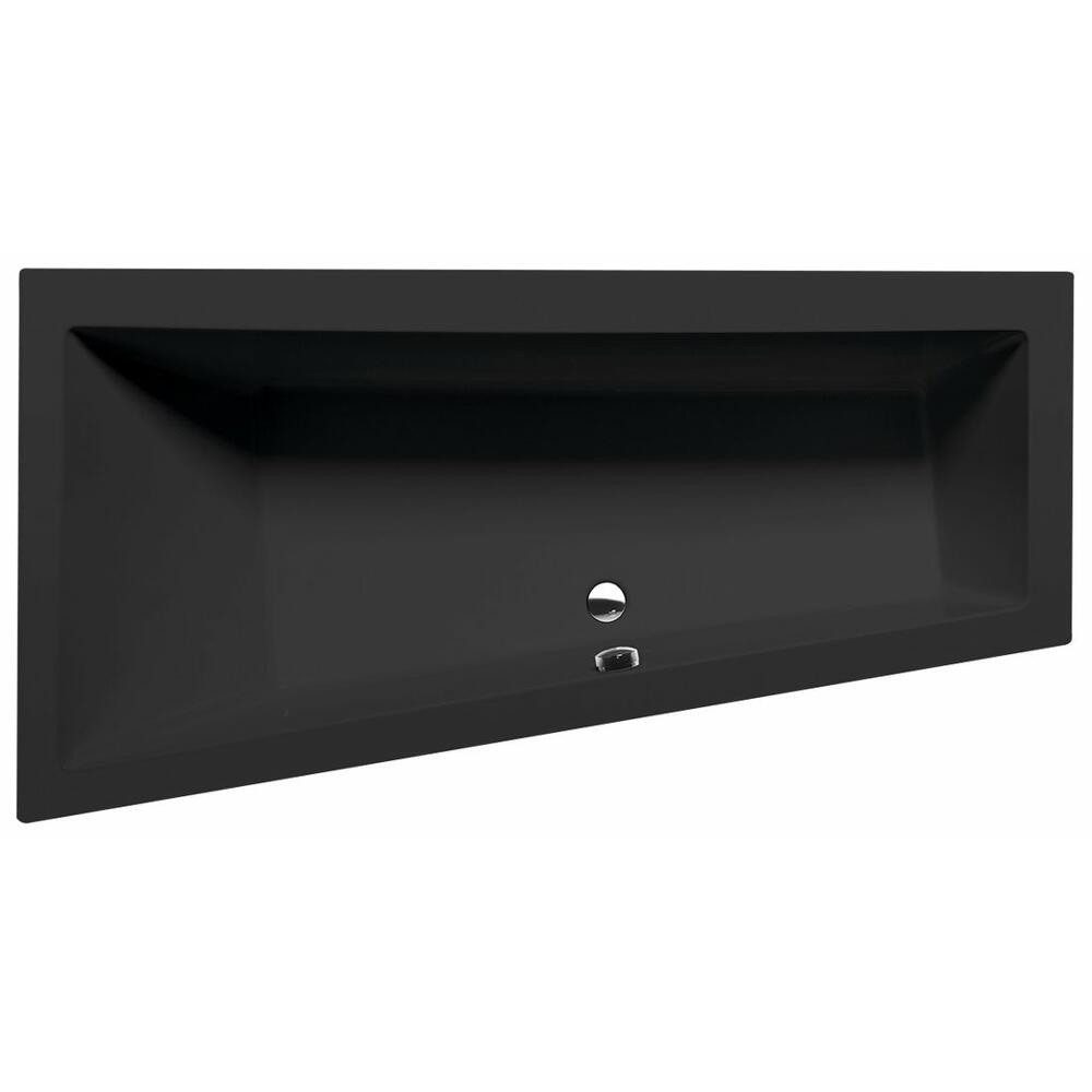 HAK24 Badewanne Raumspar Badewanne ANDRA 160x90x45cm, links, schwarz matt, (1-tlg)