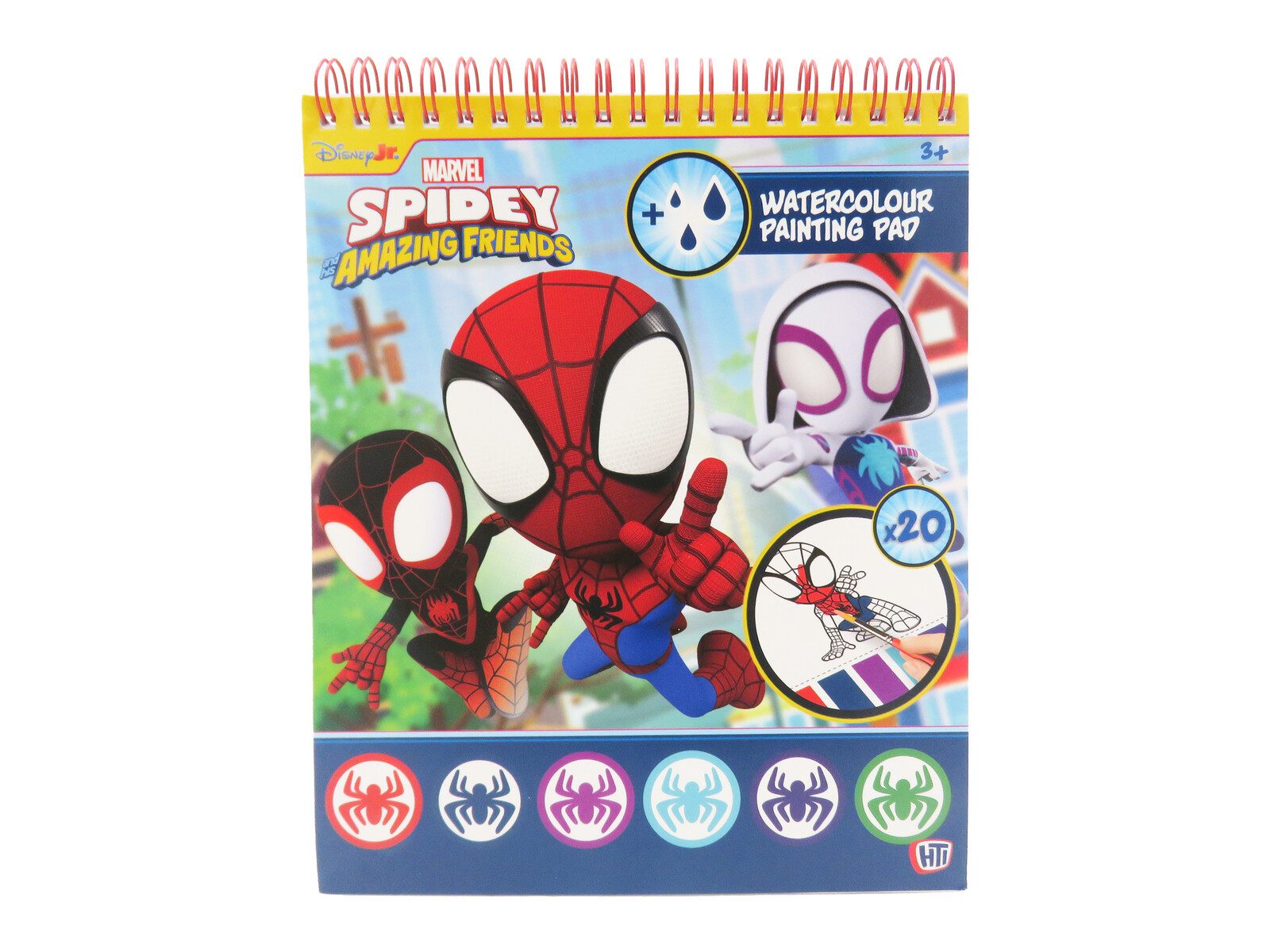 MARVEL Malblock Spidey Malblock mit Wasserfarben 20 Blatt Zeichenblock mit Pinsel