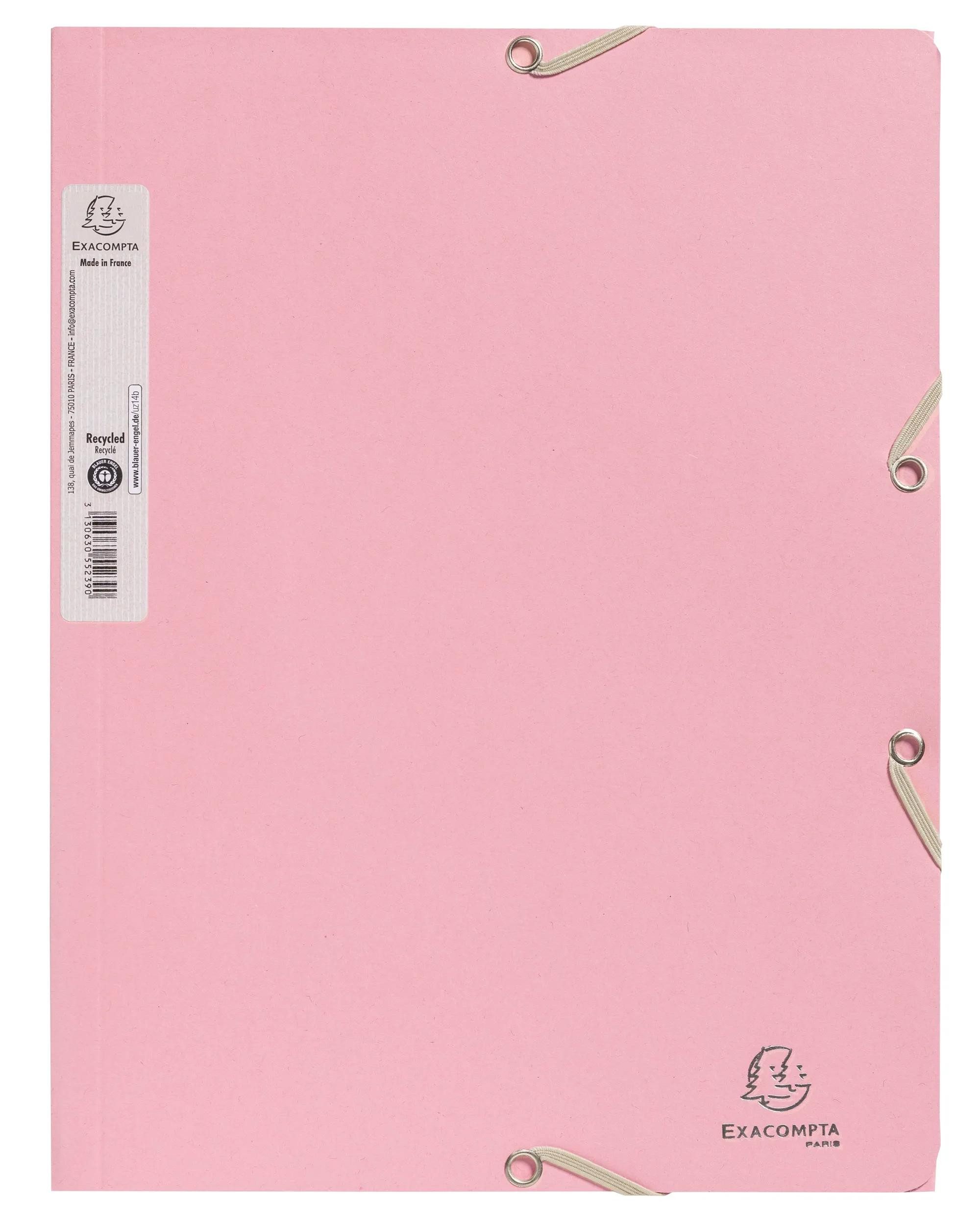 EXACOMPTA Organisationsmappe 25x Sammelmappe A4 RCkarton 400g/m2, AutentiK - Bonbonrosa - 55234E, Sammelmappen 3 Klappen