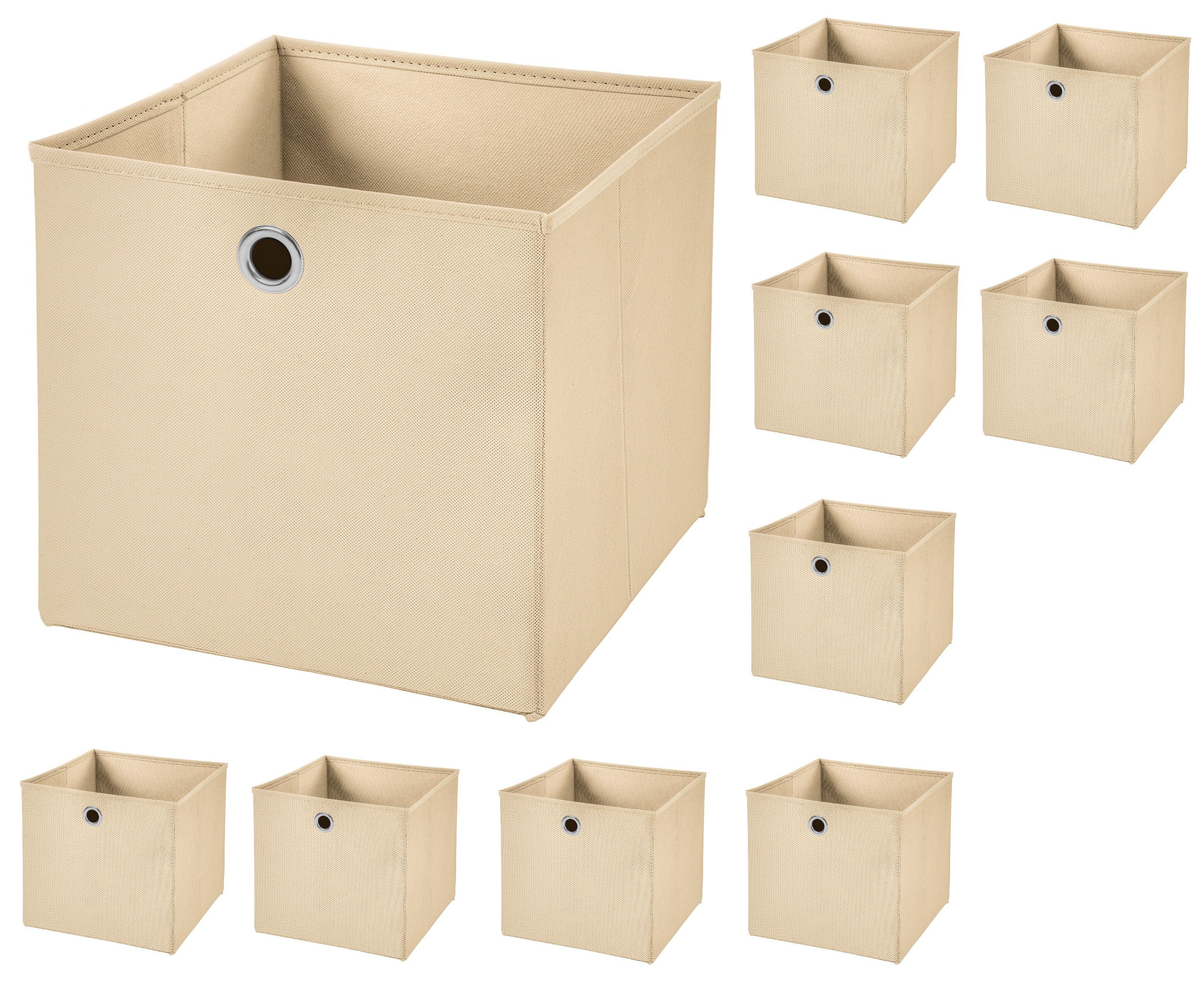 StickandShine Aufbewahrungsbox 10 Stück 33 x 33 x 33 cm Faltbox ohne Deckel Stoffbox Aufbewahrungsbox