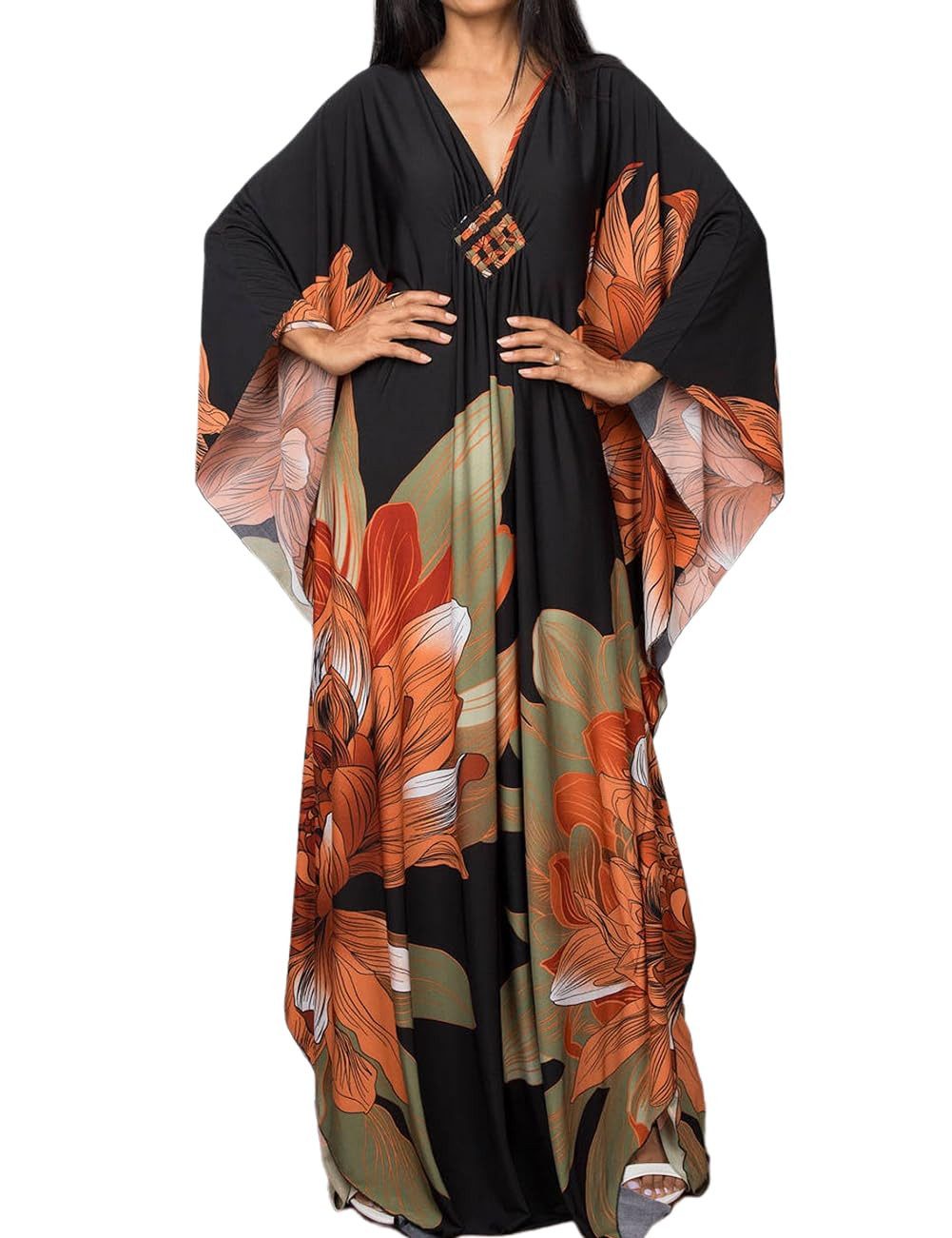 Strandkleid Maxikleid Strand-Tunika Bikini-Überwurf Beachwear Boho-Strandkleid