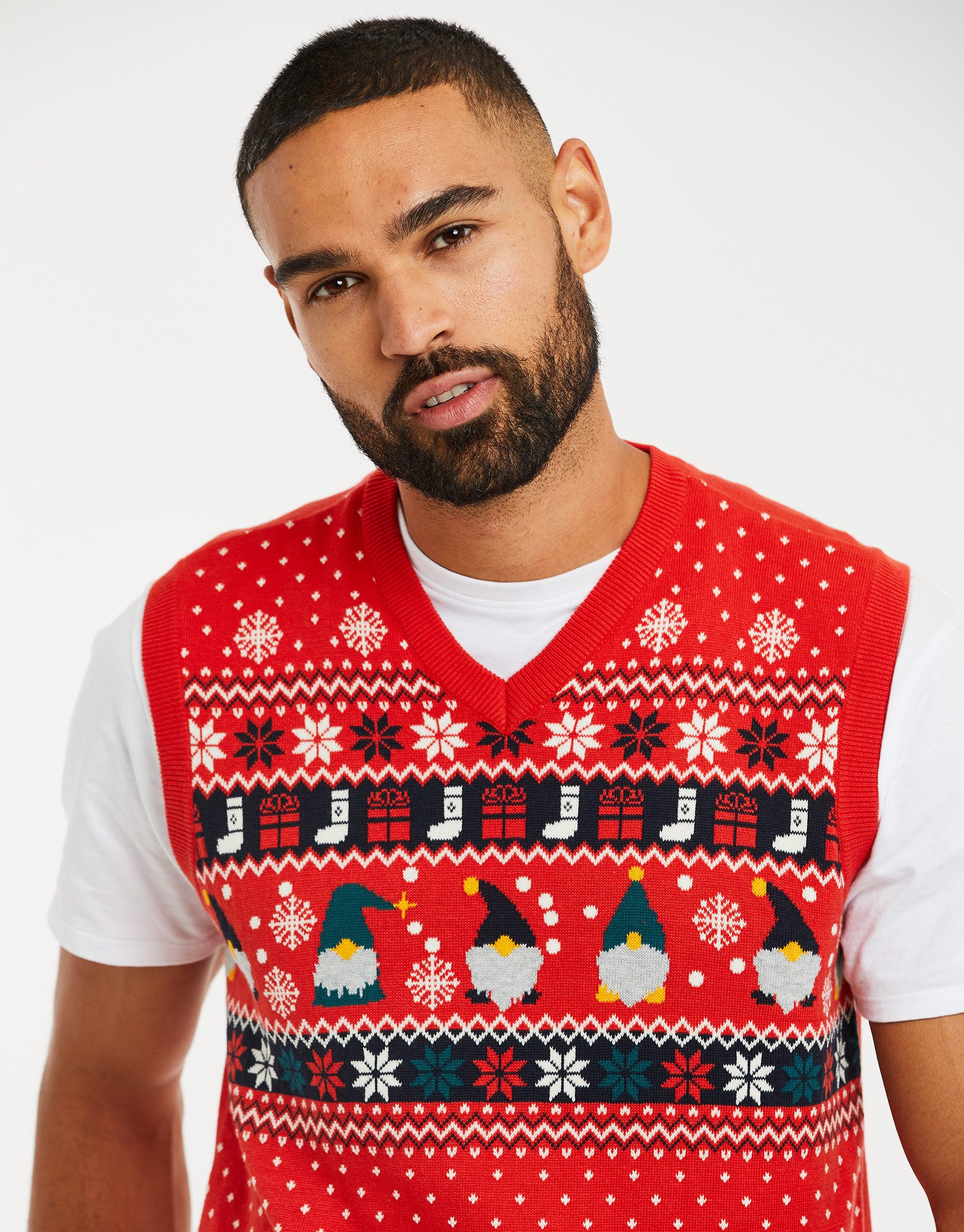 Threadbare Fleeceweste THB Xmas Knitted Vest Montana mit weihnachtlichem Motiv