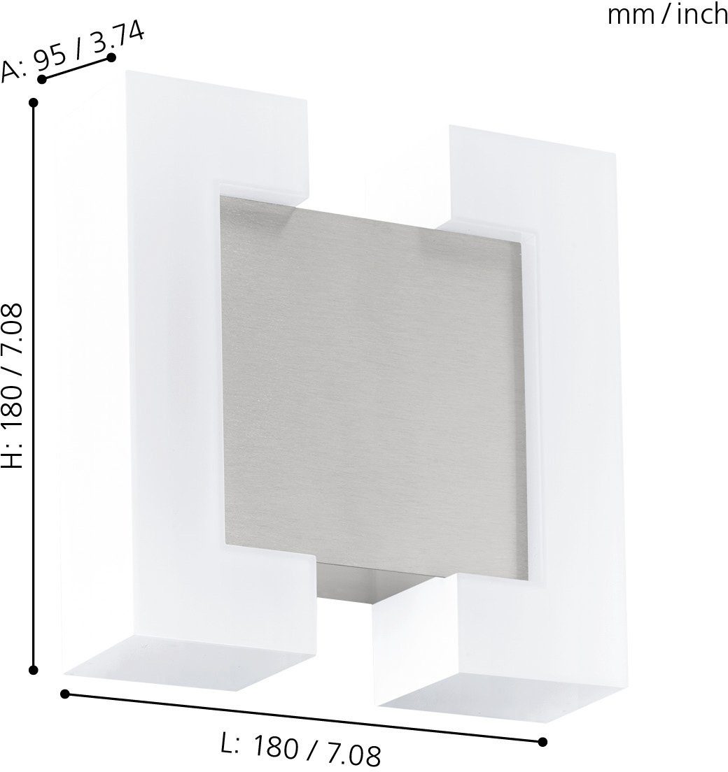 EGLO LED Außen-Wandleuchte SITIA, LED integriert, LED Warmweiß, tauschbar fest nickelfarben/weiß