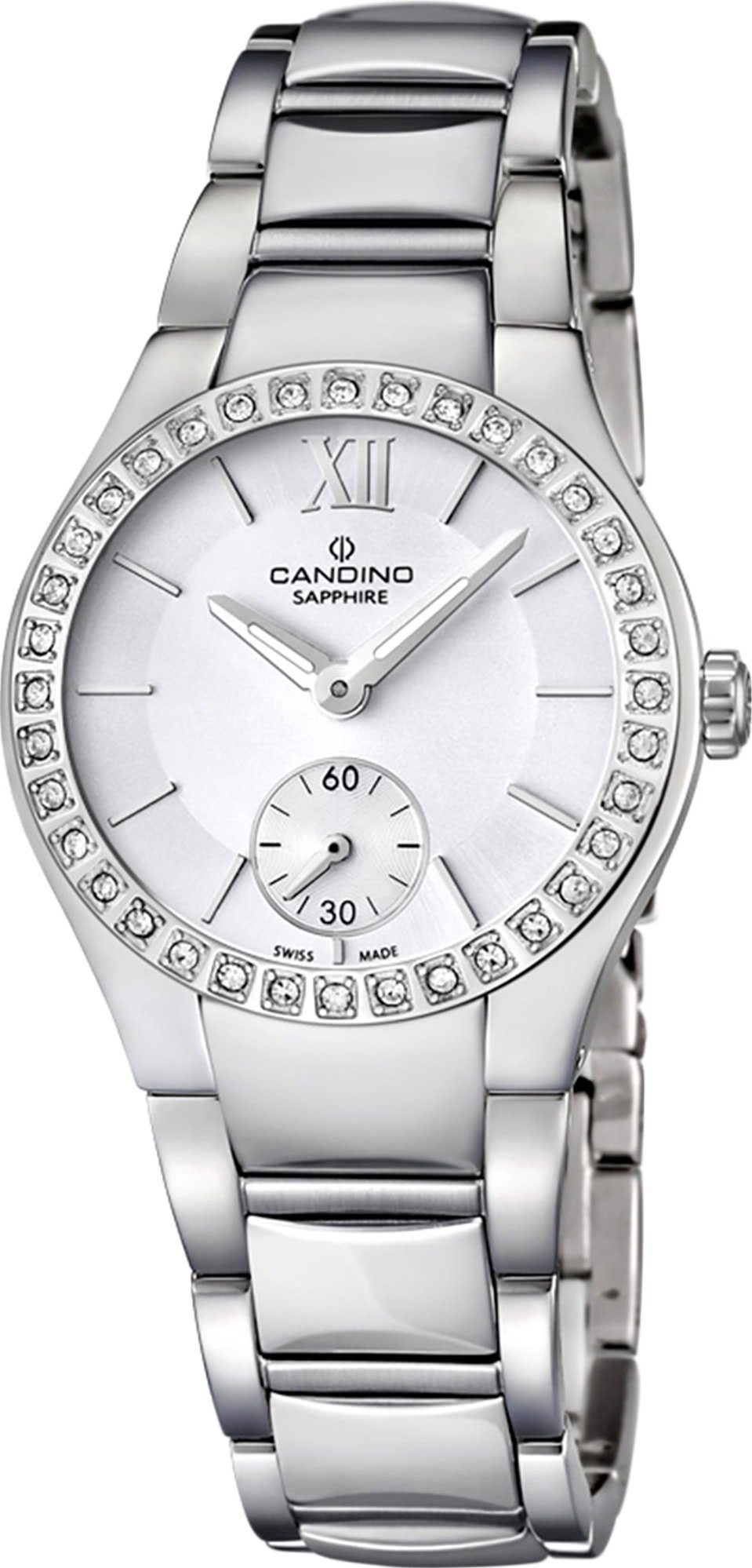 Quarzuhr Armbanduhr Damen Uhr Candino C4537/1, Candino Edelstahlarmband Damen Luxus rund, Quarzwerk silber,