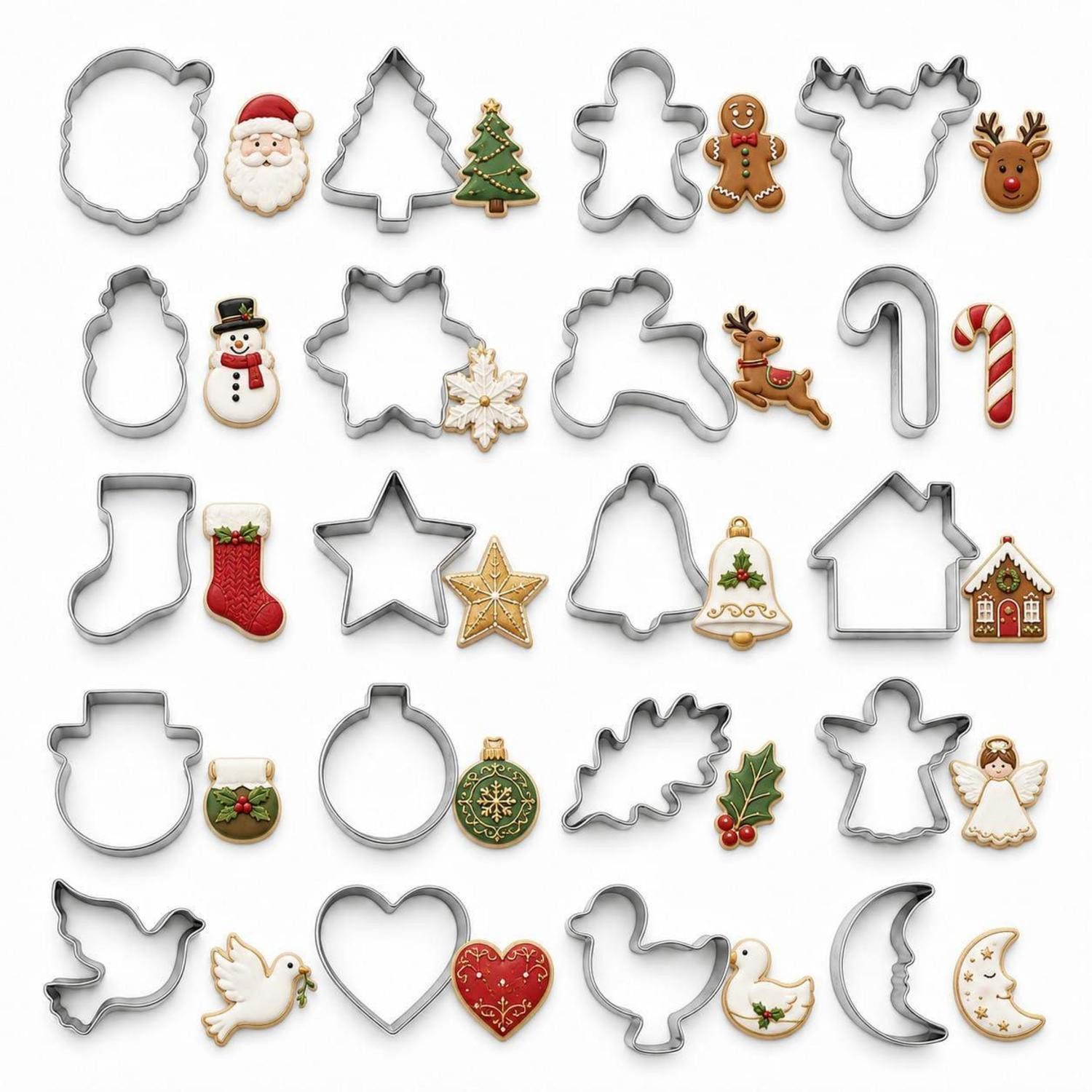 LuxusKollektion Ausstechform Weihnachts-Ausstechformen Set 20 Mini Edelstahl, Metall, (1-St)