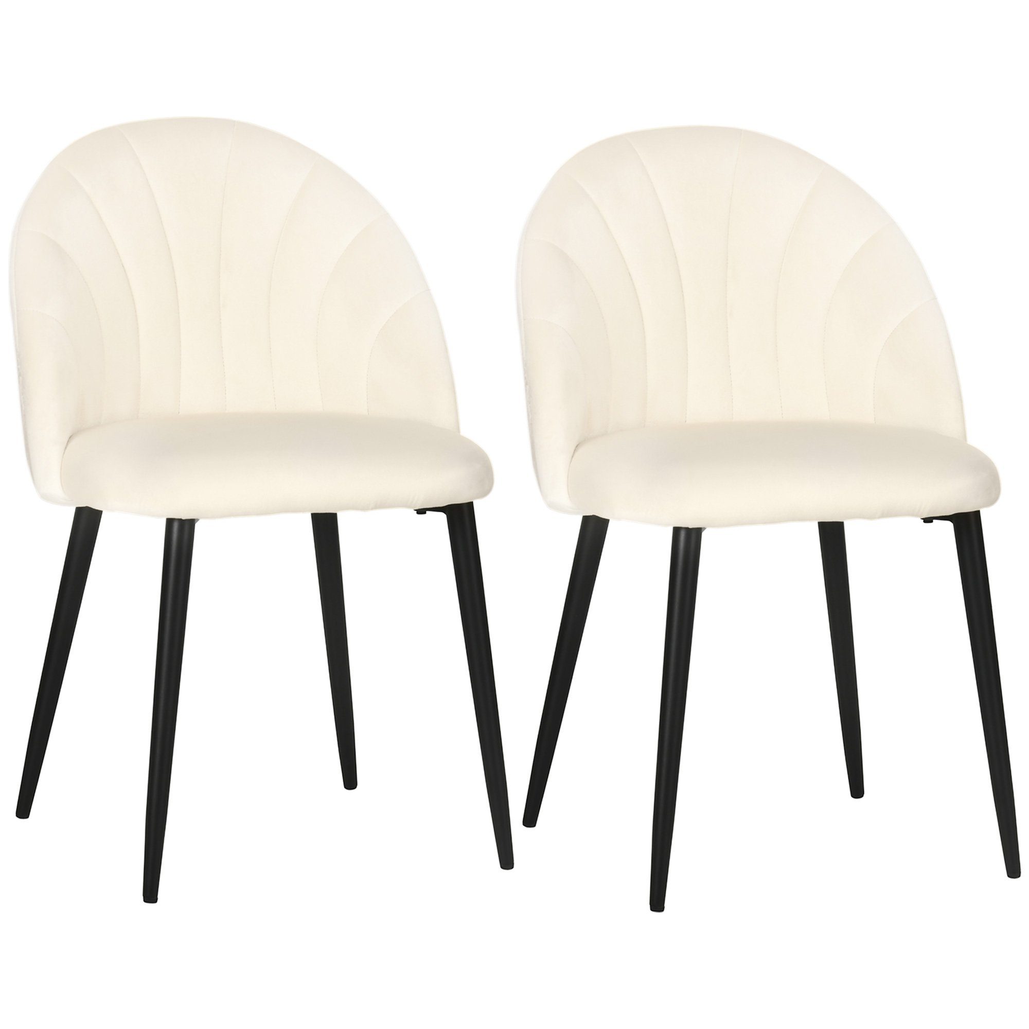 HOMCOM Esszimmerstuhl Küchenstuhl  Polsterstuhl mit Rückenlehne (Küchenstuhl, 2 St), mit Samtoptik | Stühle