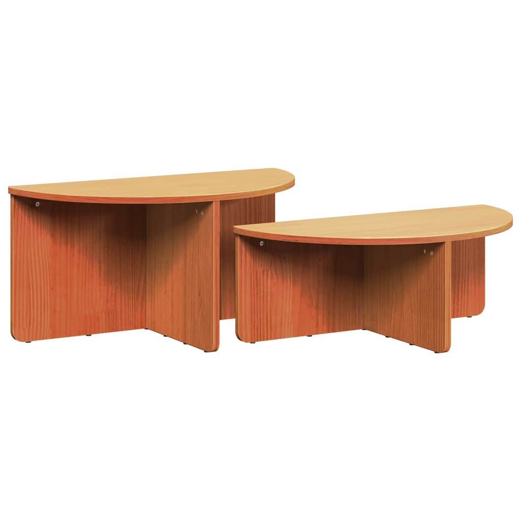 Couchtisch Couchtisch 2 pcs Wachsbraun Massivholz Kiefer