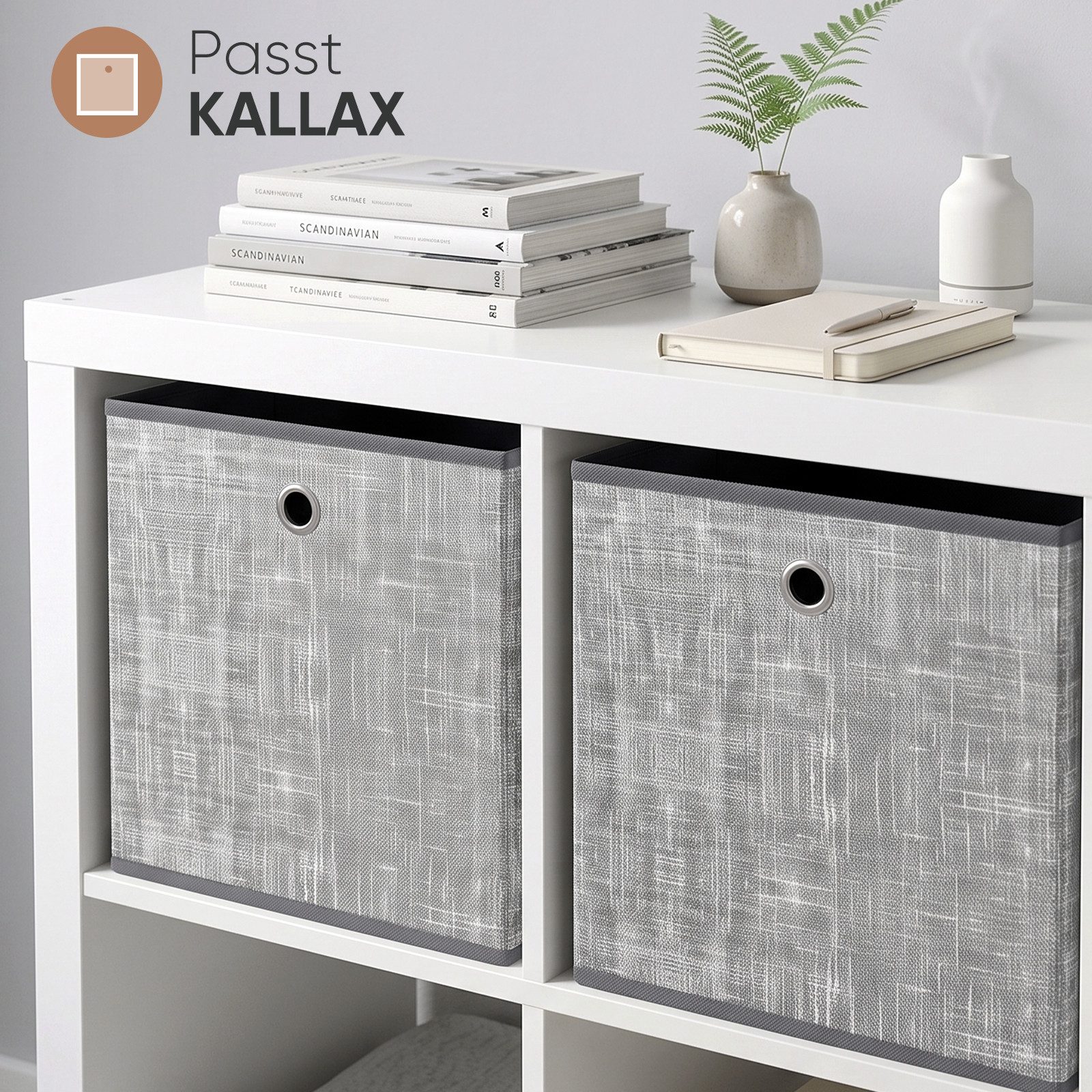 Sekey Aufbewahrungsbox Aufbewahrungsboxen 6er Set, faltbare Ordnungsboxen mit Griff, 33 x 33 x 33 cm, Hellgrau Faltboxen aus Vliesstoff für Aufbewahrung – Bild 4 von 5