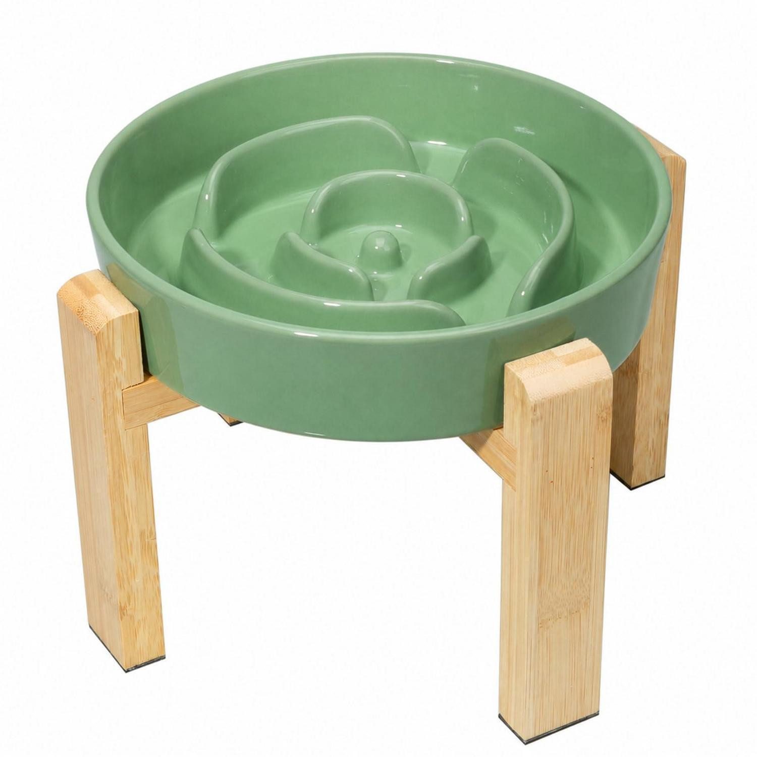 LuxusKollektion Antischlingnapf Hundenapf Keramik erhöht Bambus grün 22,5cm