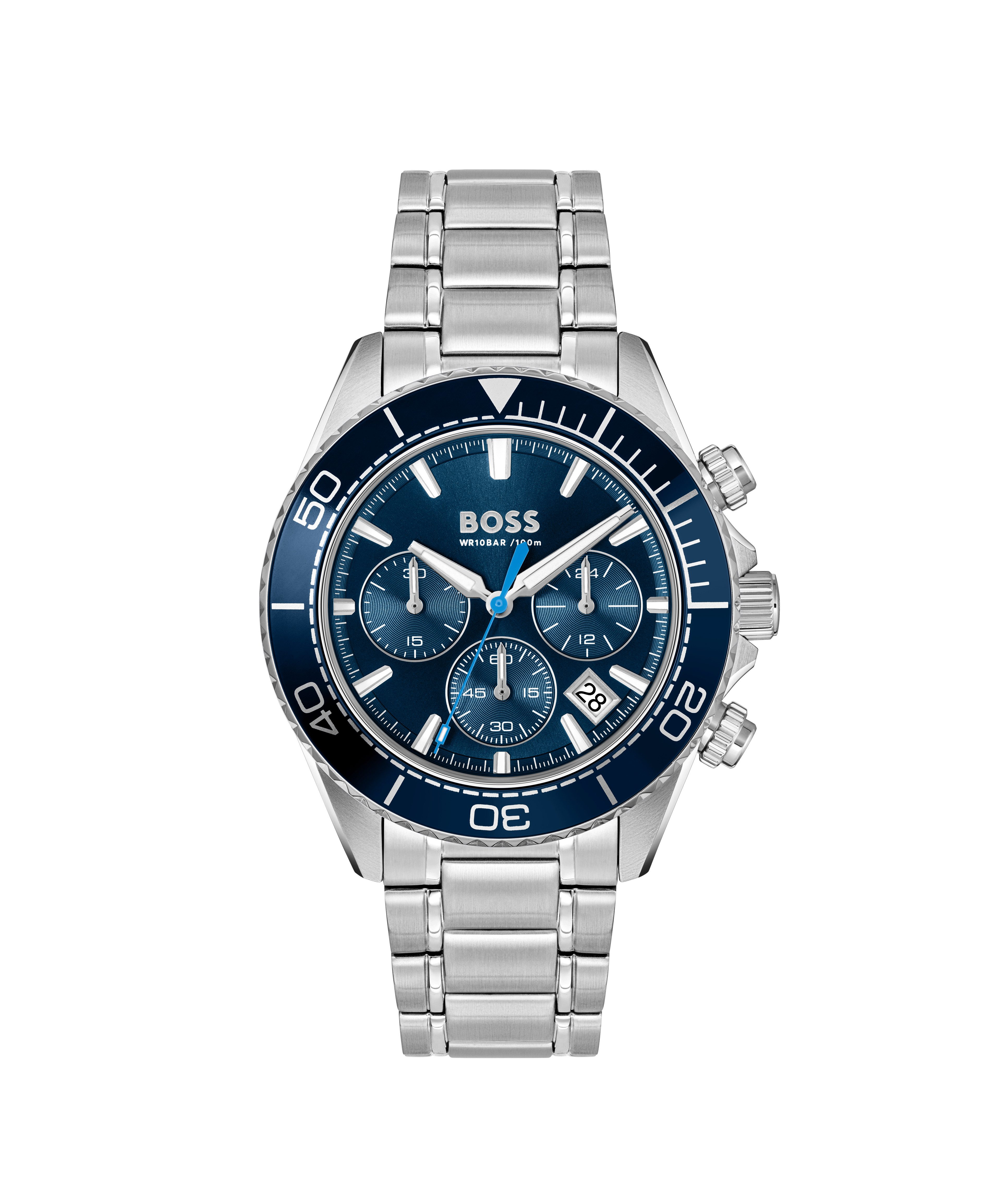 BOSS Chronograph SEALINER 1514322, Quarzuhr, Armbanduhr, Herrenuhr, Edelstahlarmband, analog, Tag