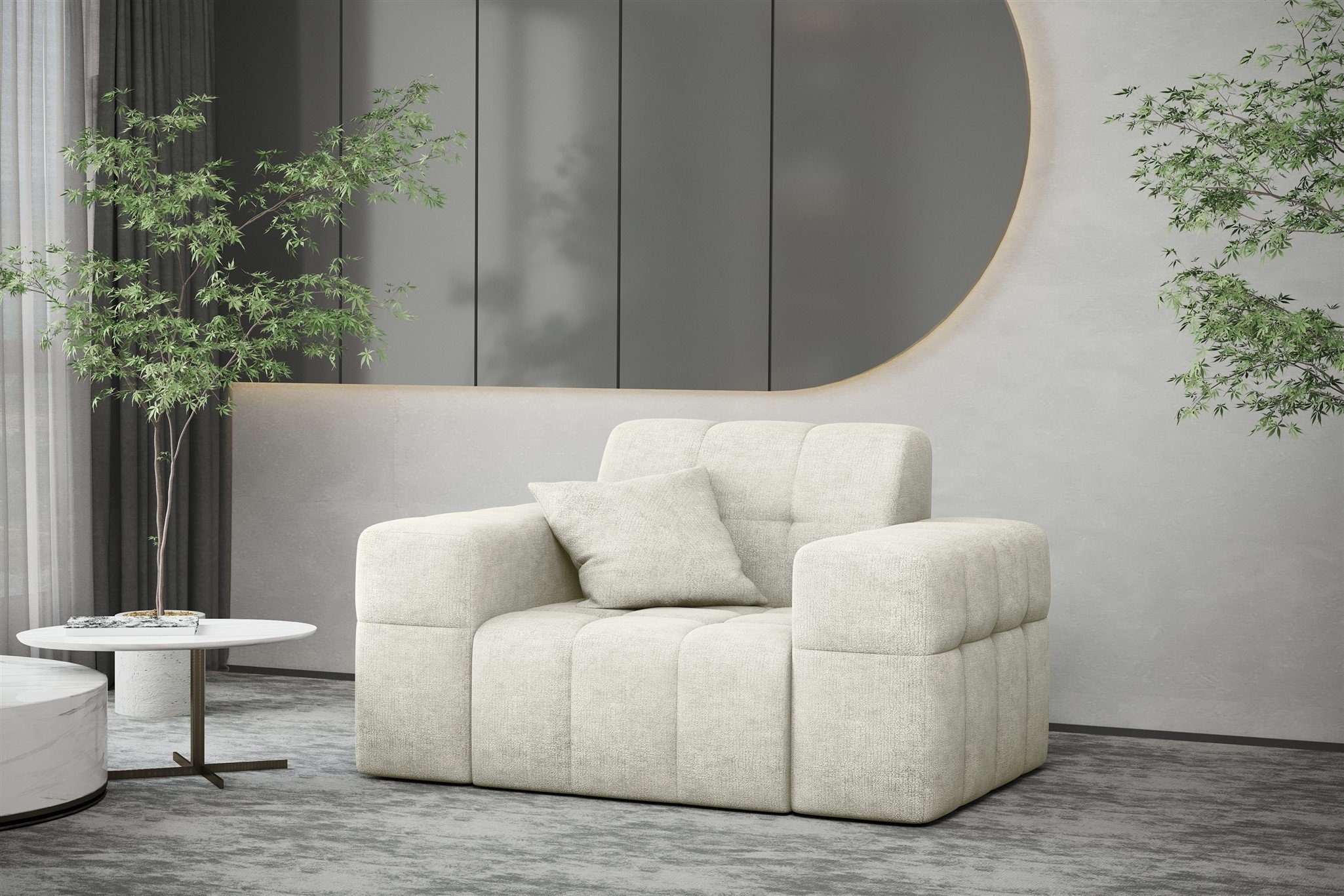 Fun Möbel Sessel Sessel Designersessel NANCY in Stoff Harmony, Rundumbezug