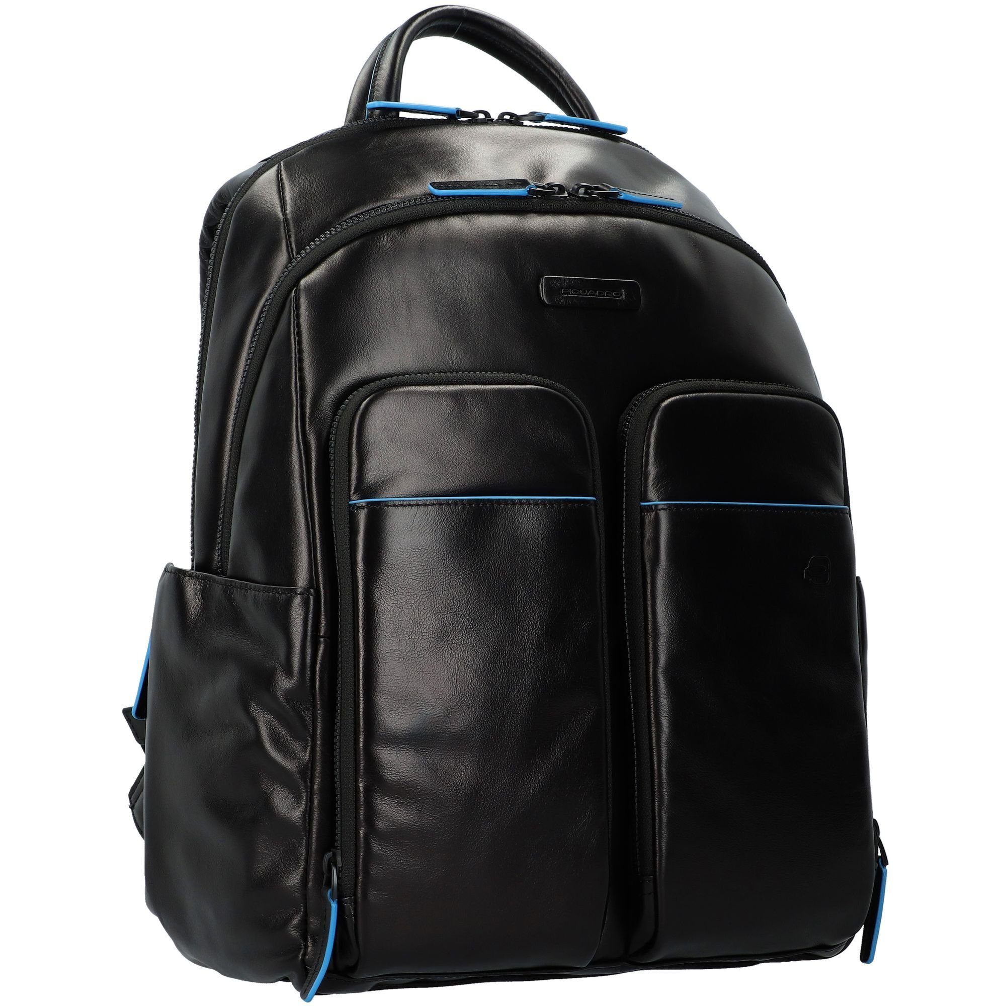 Piquadro Daypack Leder black Revamp, Square Blue