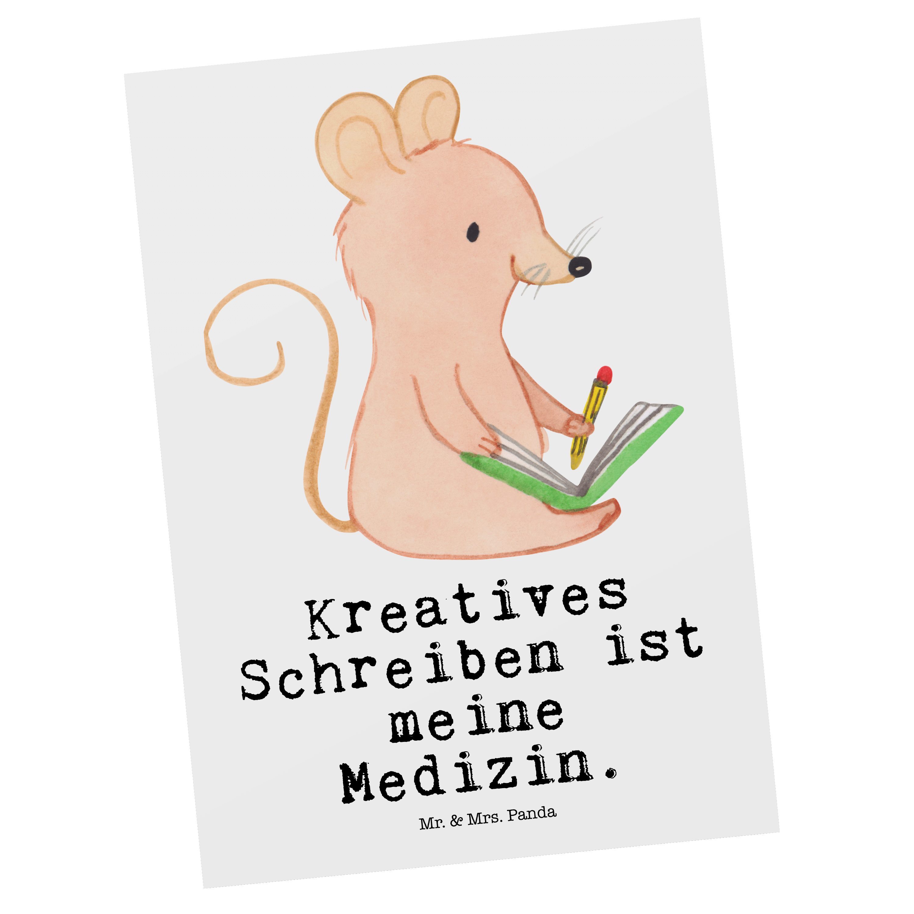 Mr. & Mrs. Panda Postkarte Maus Kreatives Schreiben Medizin - Weiß - Geschenk, Dankeskarte, Einl