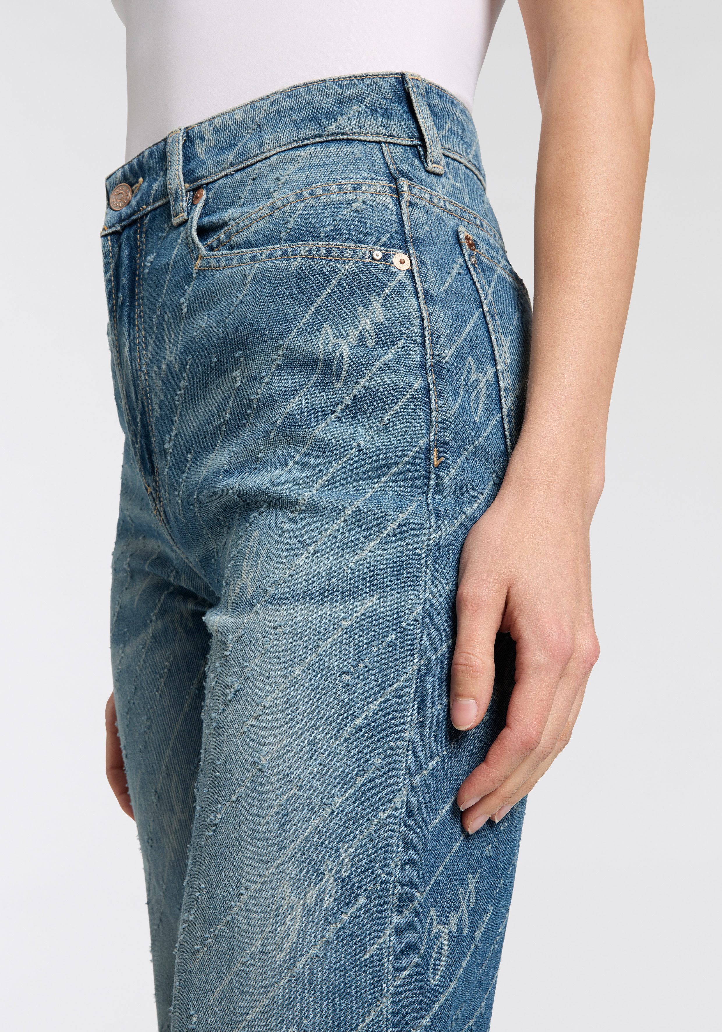 BOSS ORANGE Straight-Jeans Ada High Rise Slim Premium Damenmode mit All-Over Druck