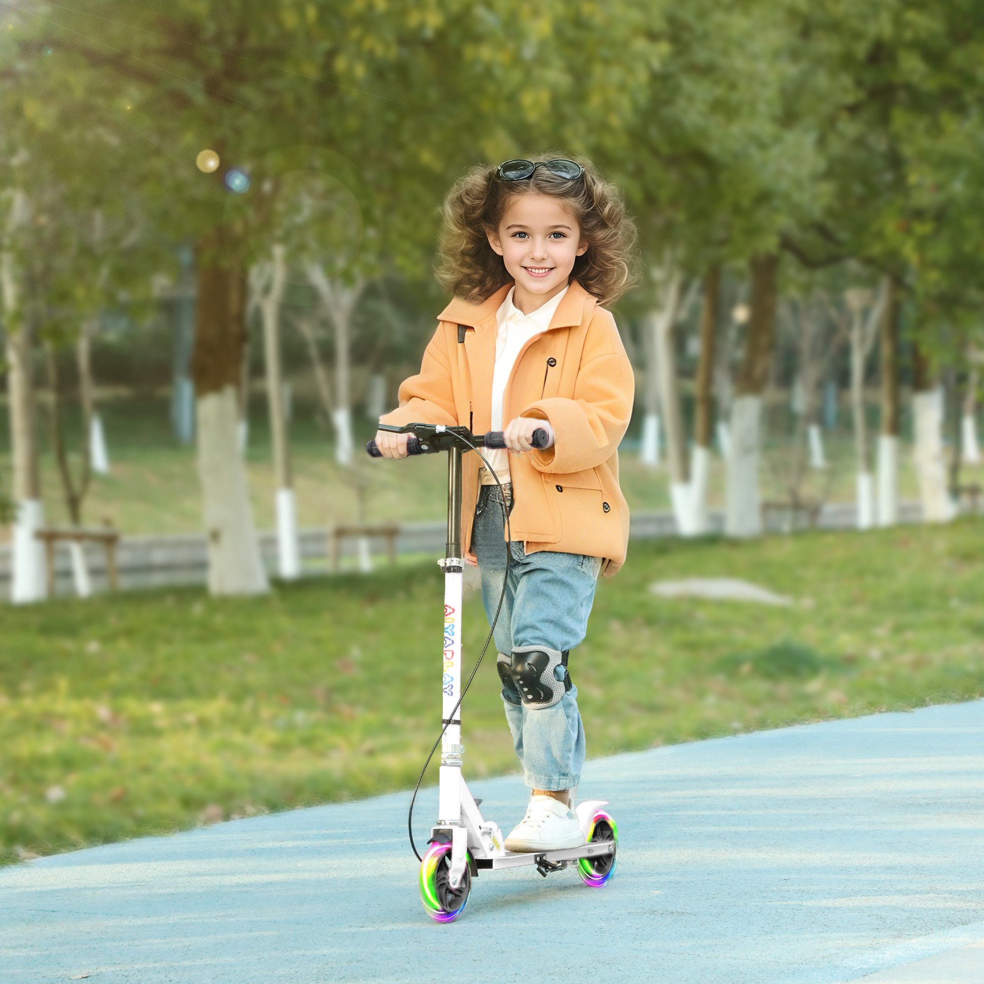 AIYAPLAY Cityroller für Kinder von 3-8 Jahren, (klappbarer Kinderroller, 1 tlg., Höhenverstellbarer Tretroller), Faltbar, Höhenverstellbar, Weiß