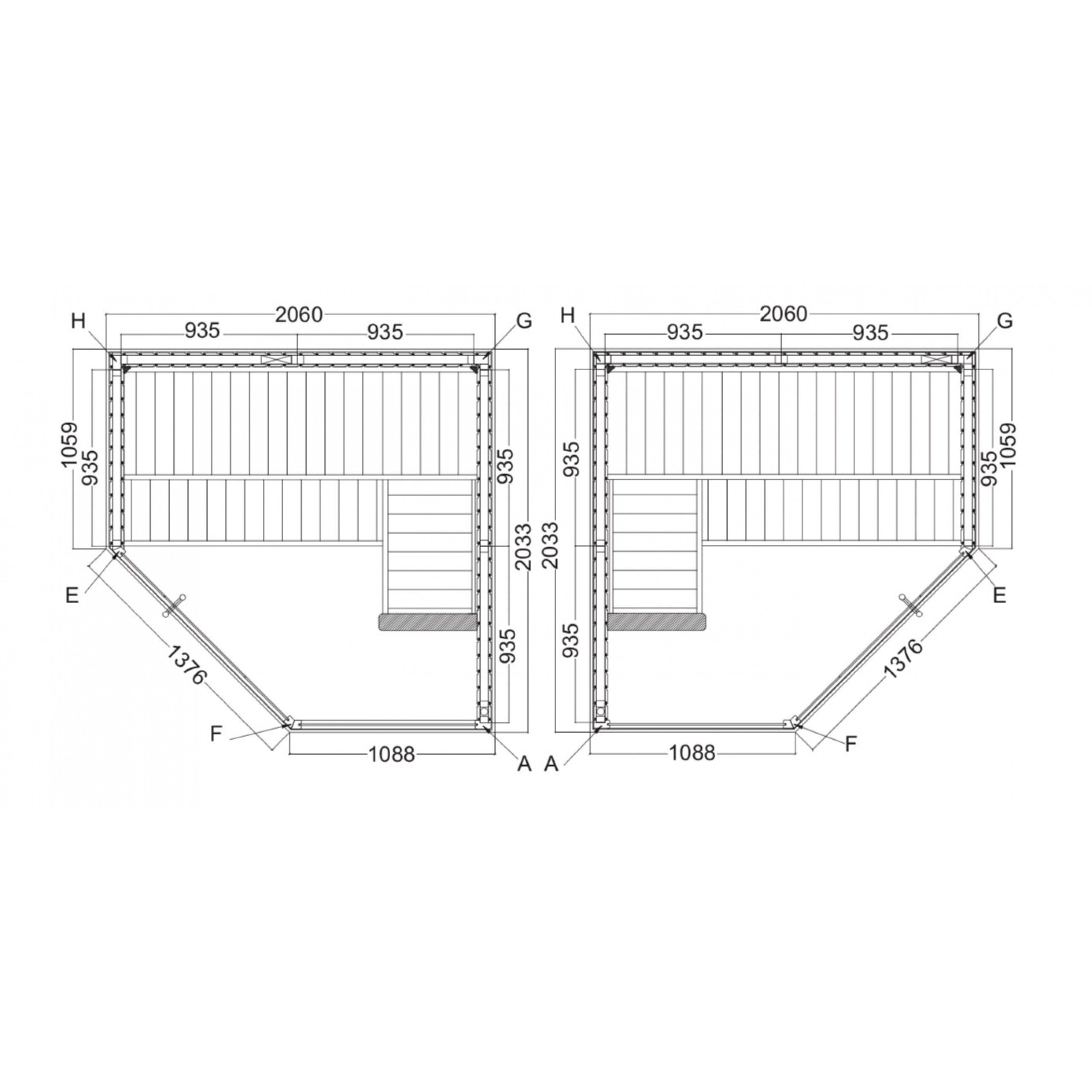 HARVIA Sauna Harvia Variant View Corner Large Sauna Saunakabine aus Fichte ca. 206