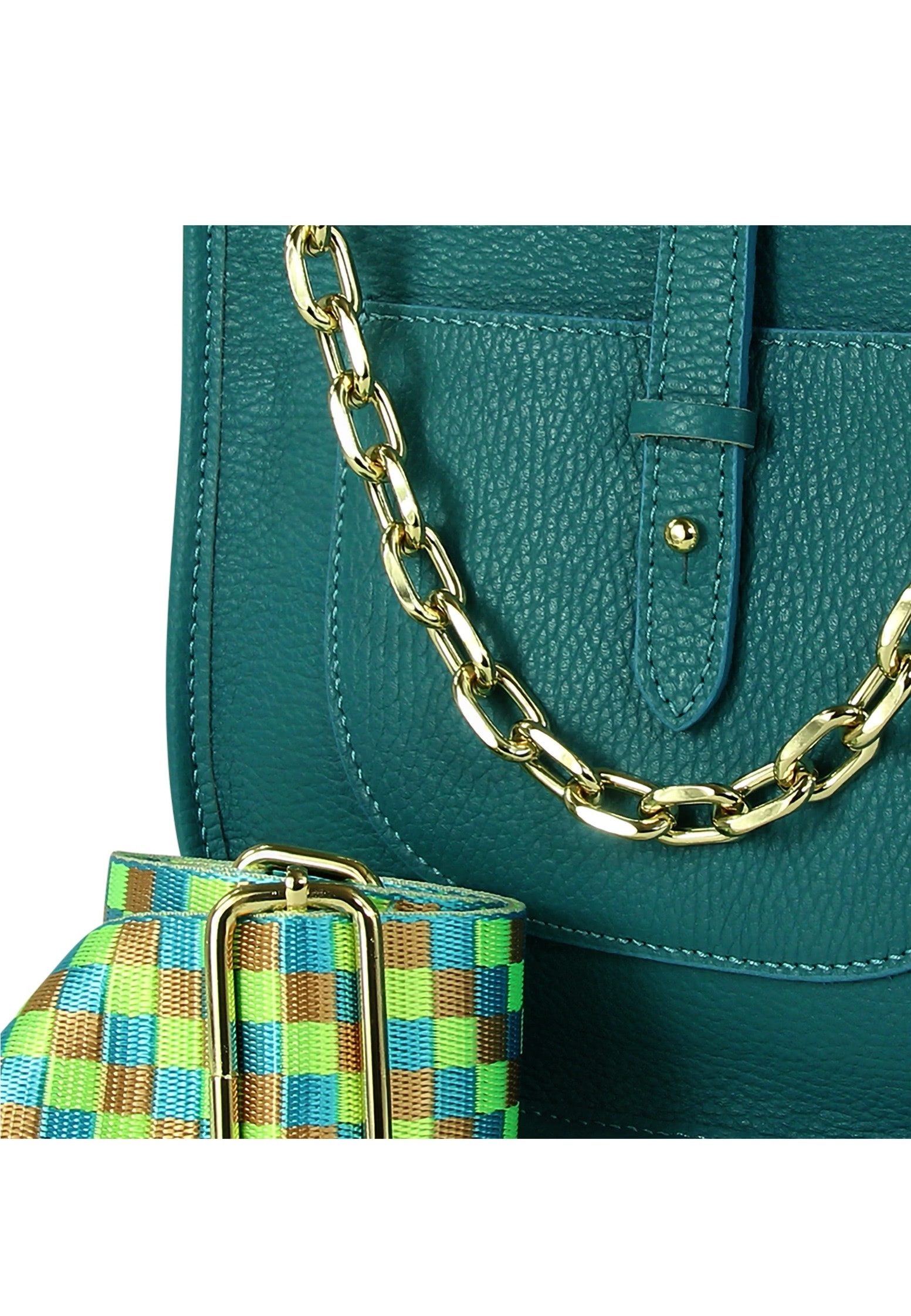 Toscanto Umhängetasche Toscanto weißfarben, Citytasche mittel (Umhängetasche), Damen, Jugend Umhängetasche, Citytasche Echtes Leder, türkis