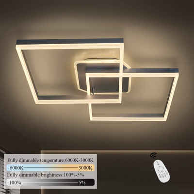 ZMH LED Deckenleuchte dimmbar Fernbedienung Quadratisch Esszimmer Wohnzimmer, LED fest integriert