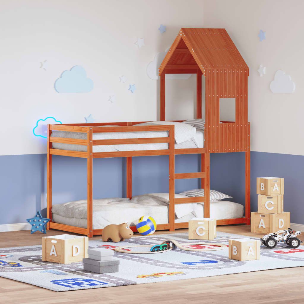 vidaXL Bett, Dach für Kinderbett Wachsbraun 60x99x139,5 cm Massivholz Kiefe günstig online kaufen