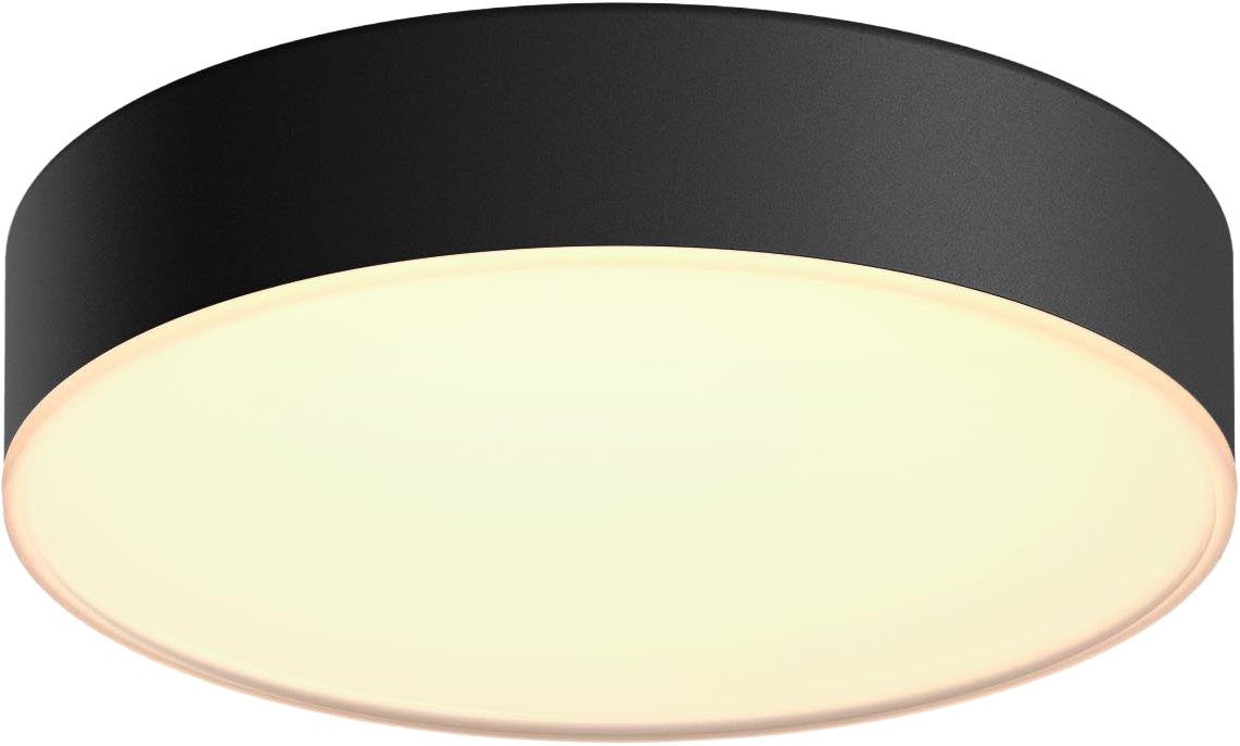 Philips Hue Smarte LED-Leuchte White Ambiance Enrave Deckenleuchte S schwarz, Abschaltautomatik, Bluetooth, CCT - über Fernbedienung, Dimmer, Dimmfunktion, Farbsteuerung, Fernbedienung, Infrarot inkl., Leuchtdauer einstellbar, Memoryfunktion, Nachtlichtfunktion, Smart Home, Timerfunktion, dimmbar über Fernbedienung, erweiterbar, mehrere Helligkeitsstufen, LED wechselbar, warmweiß - kaltweiß, inkl. Philips Hue Dimmschalter