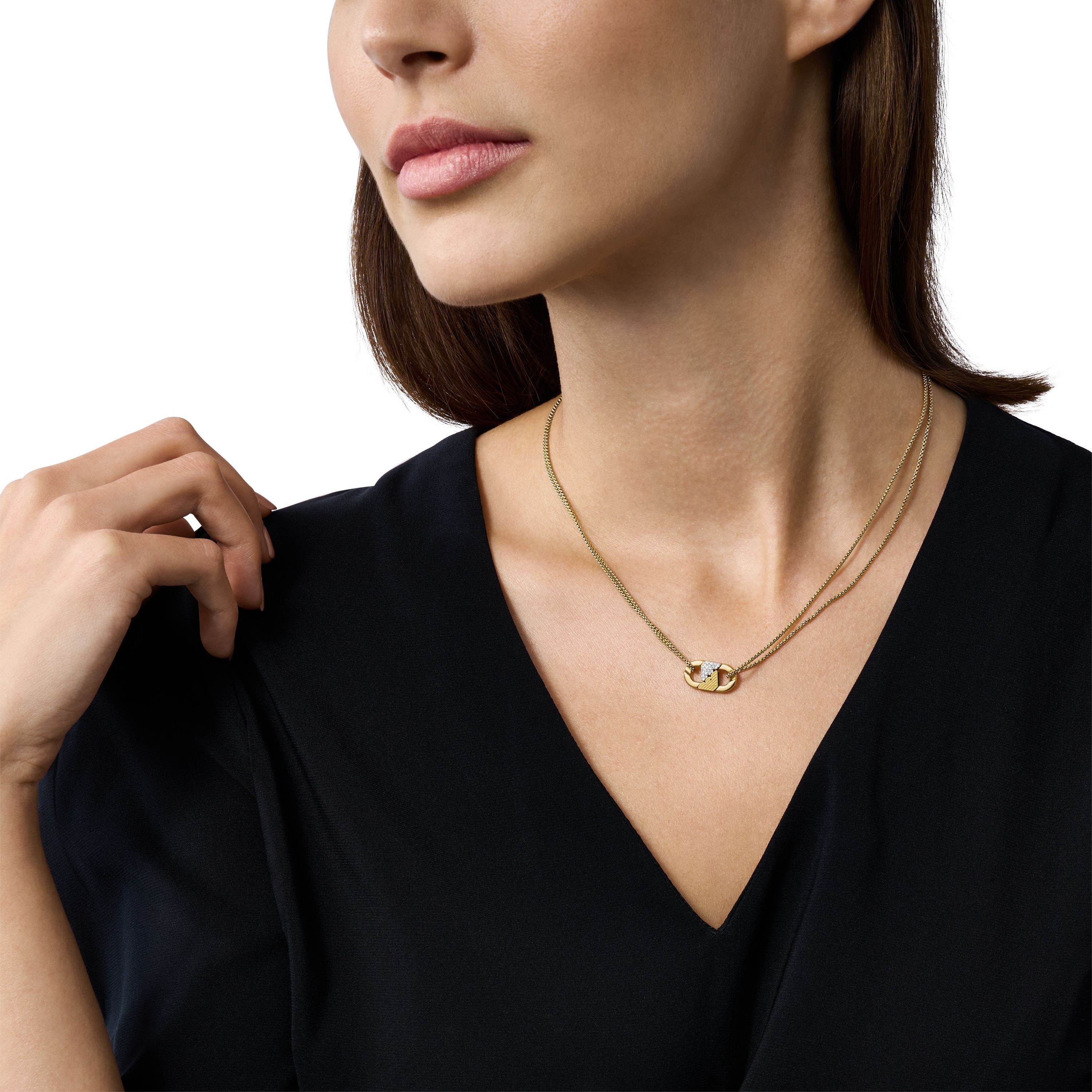 Emporio Armani Kette mit Anhänger Schmuck Geschenk Edelstahl, mit Glasstein